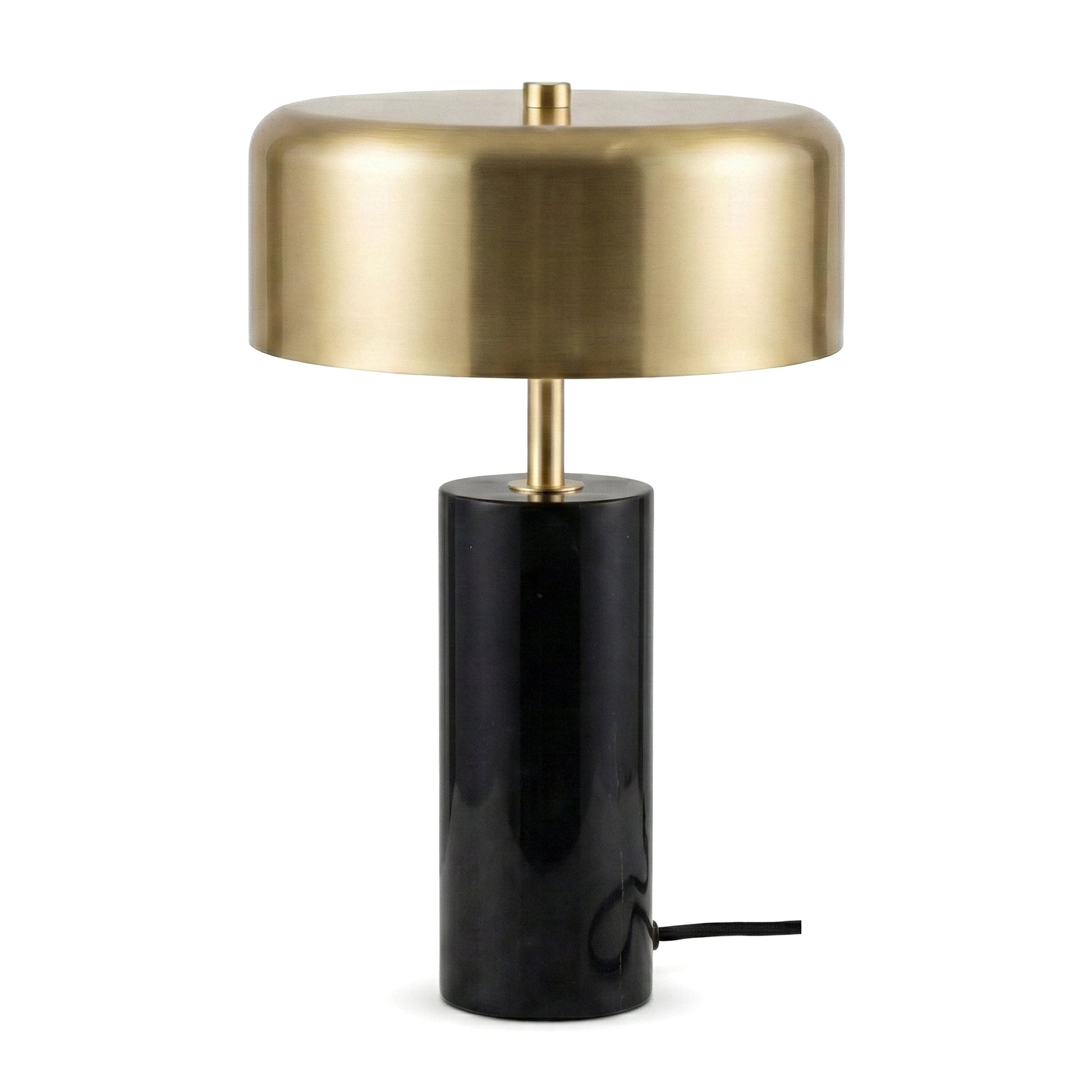 Kinetic Table Lamp | Lustrous Gold Drum and Sleek Black Base