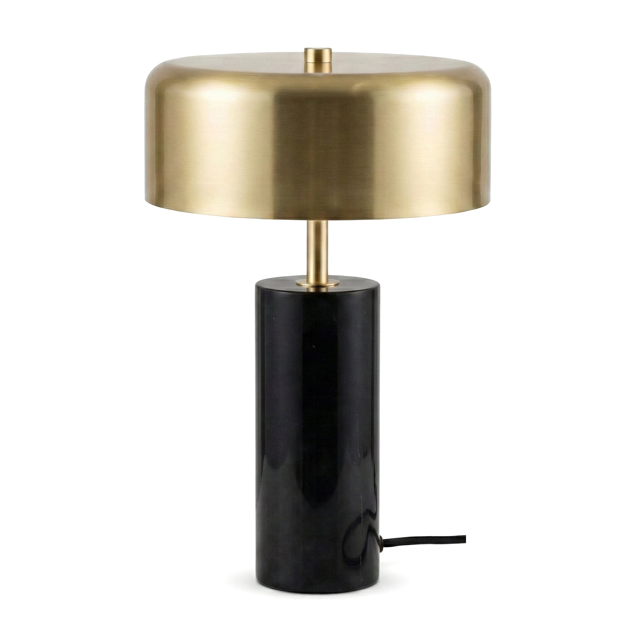 Kinetic Table Lamp | Lustrous Gold Drum and Sleek Black Base