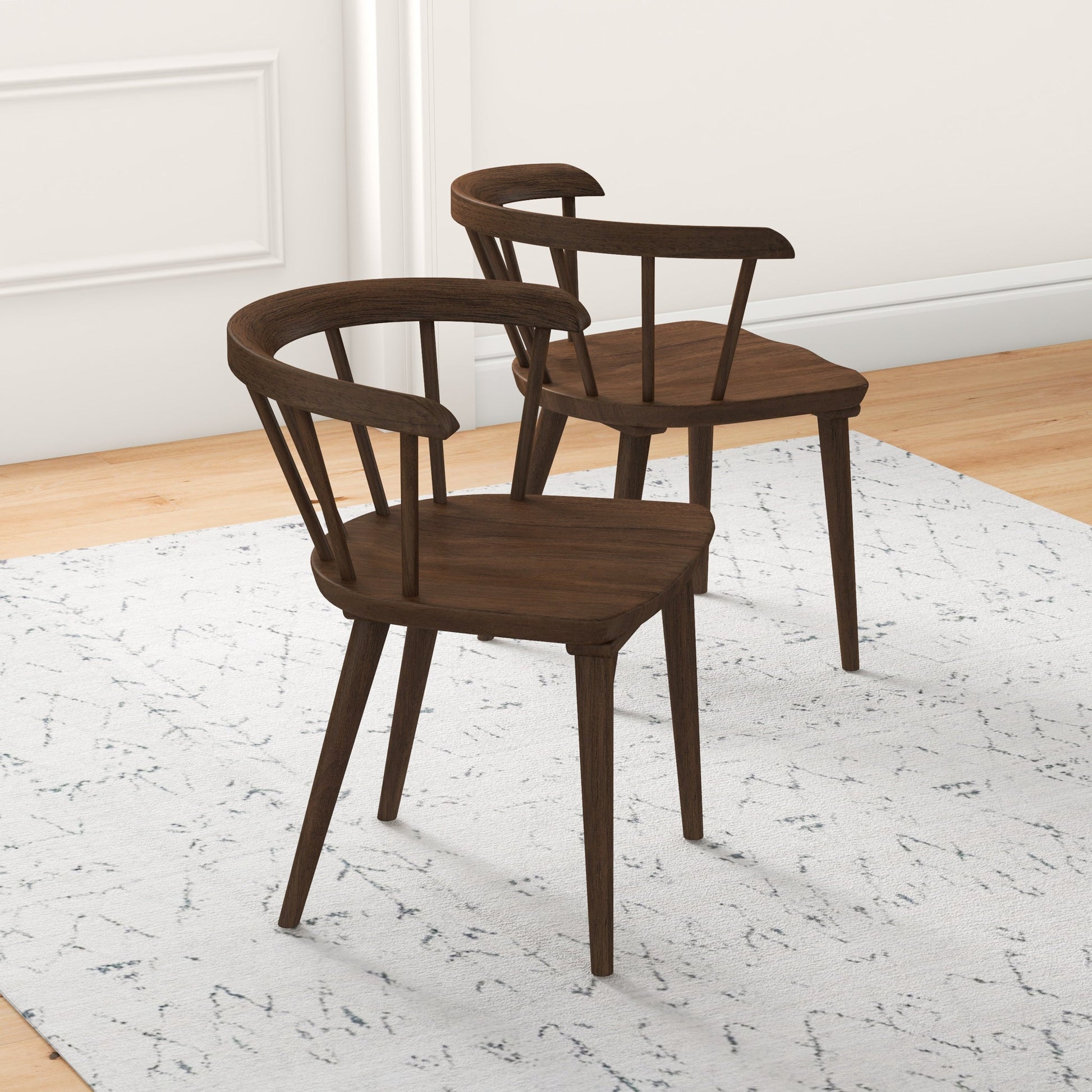 Kingsley Mid-Century Modern Solid Wood Dining Chairs | Set of 2