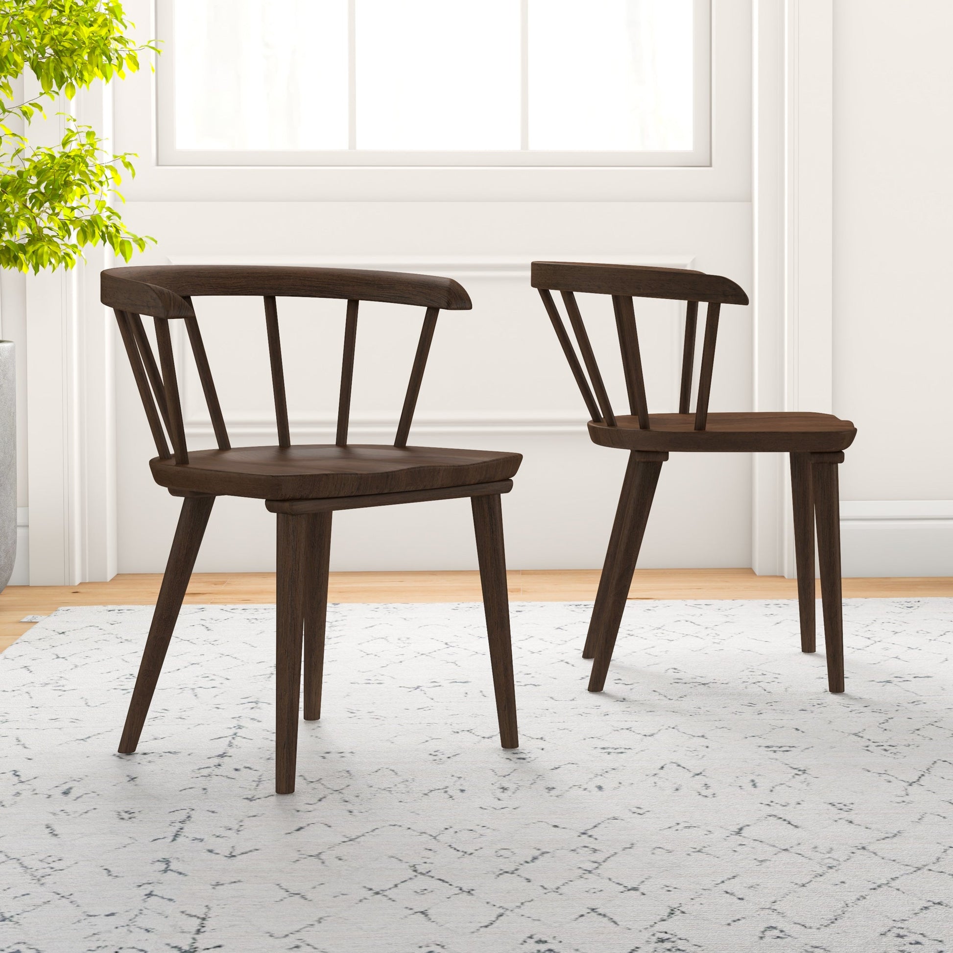 Kingsley Mid-Century Modern Solid Wood Dining Chairs | Set of 2