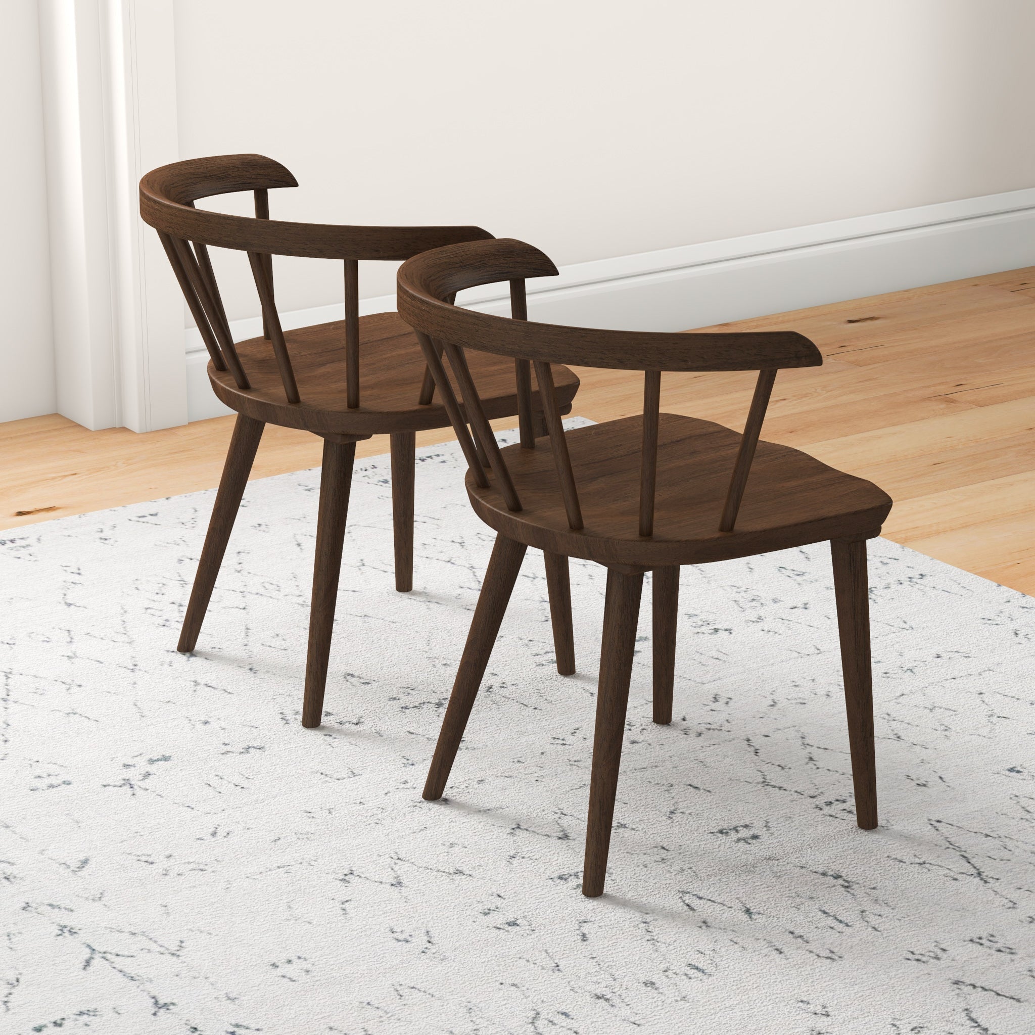 Kingsley Mid-Century Modern Solid Wood Dining Chairs | Set of 2