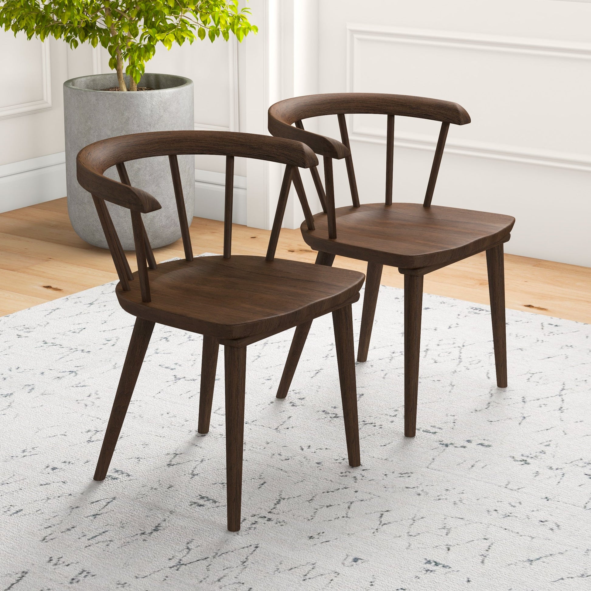 Kingsley Mid-Century Modern Solid Wood Dining Chairs | Set of 2