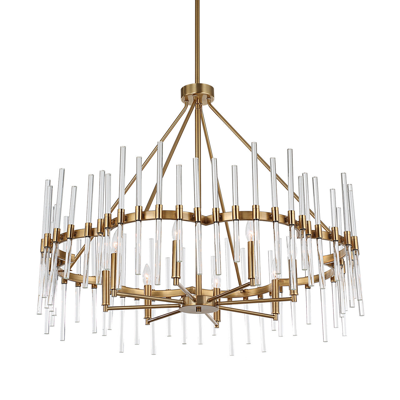 Uttermost Crystal Stick 8 Light Brass Chandelier