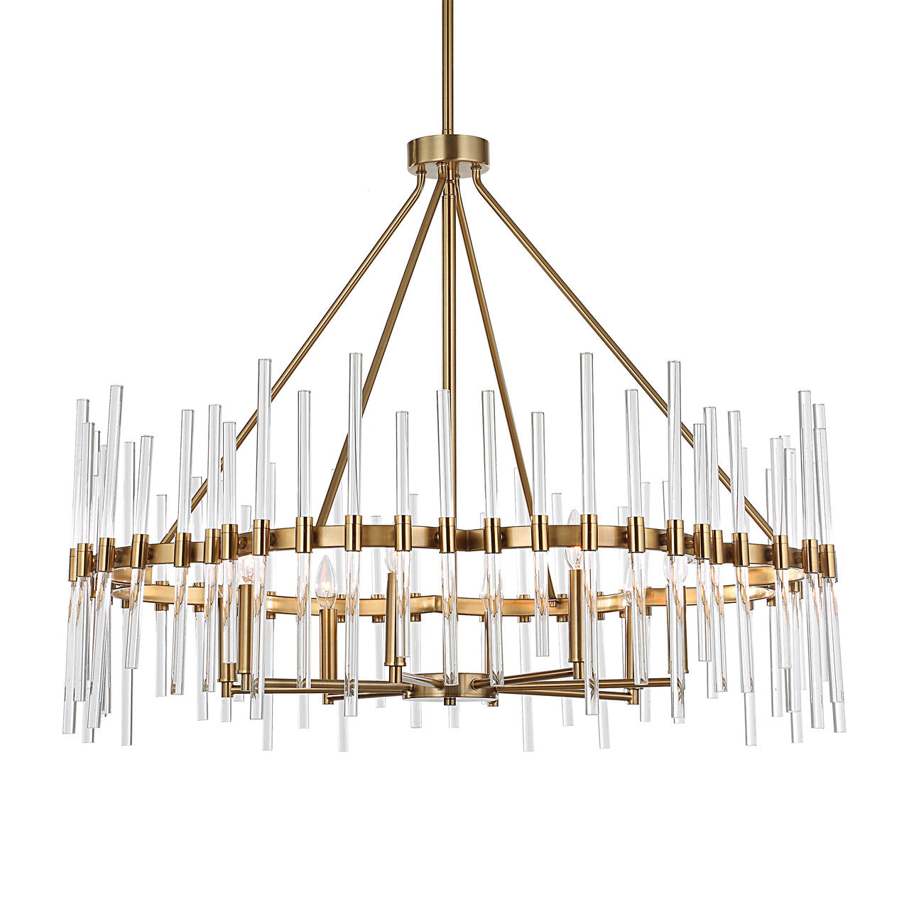 Uttermost Crystal Stick 8 Light Brass Chandelier