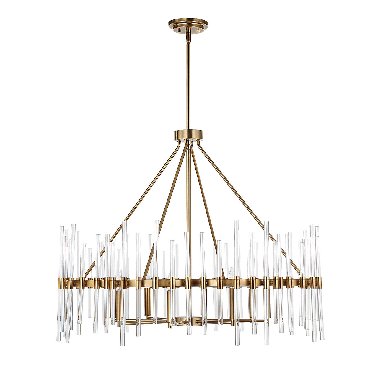 Uttermost Crystal Stick 8 Light Brass Chandelier