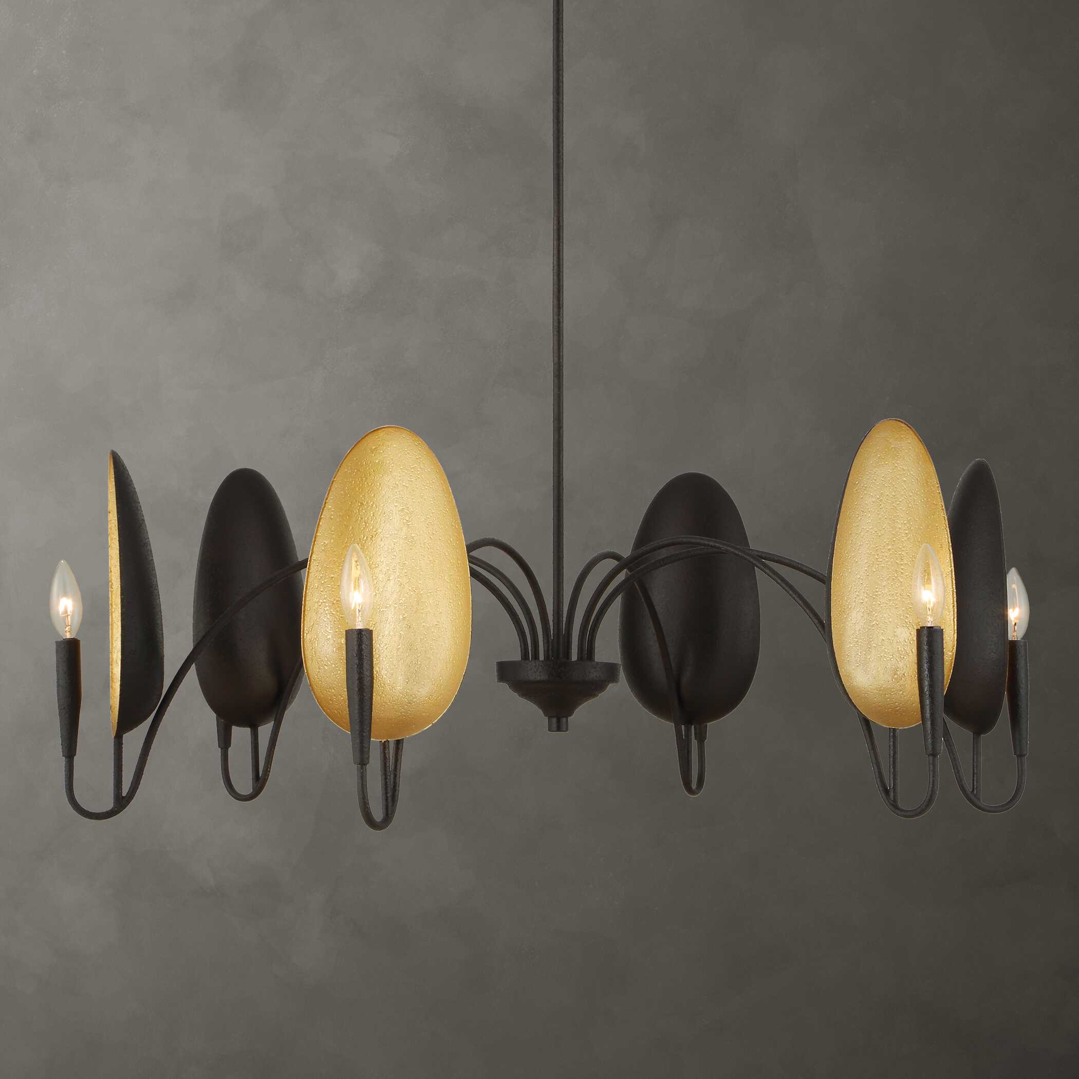 Uttermost Warwick 6 Light Matte Black Chandelier