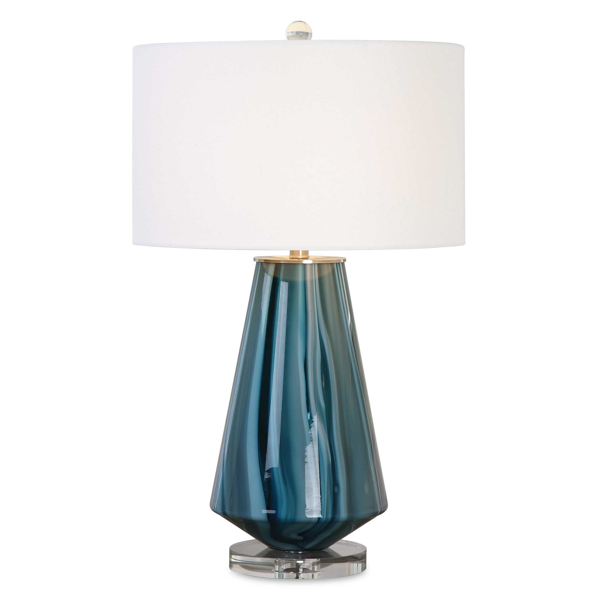 Uttermost Pescara Teal-Gray Glass Lamp