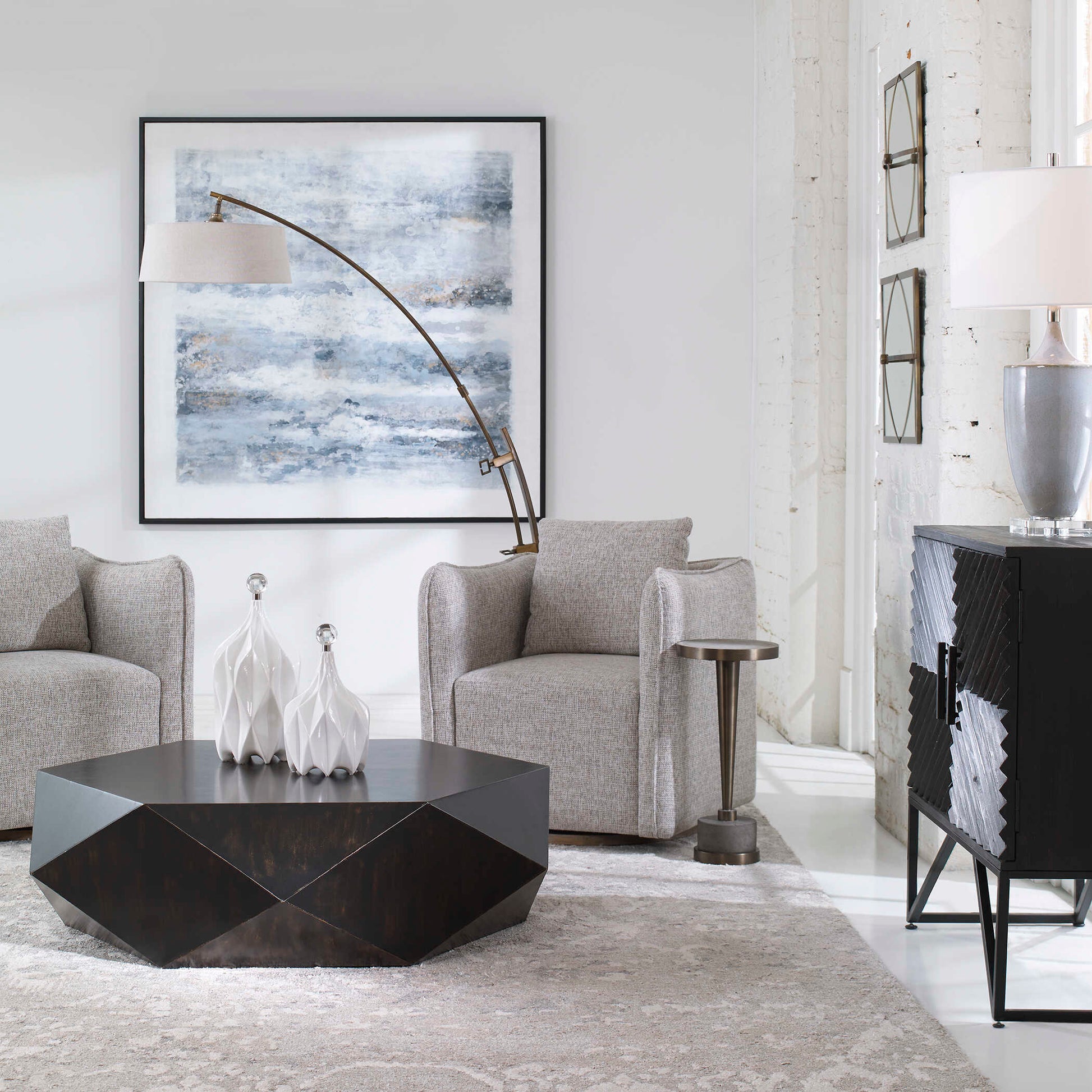 Uttermost Calogero Bronze Arc Floor Lamp