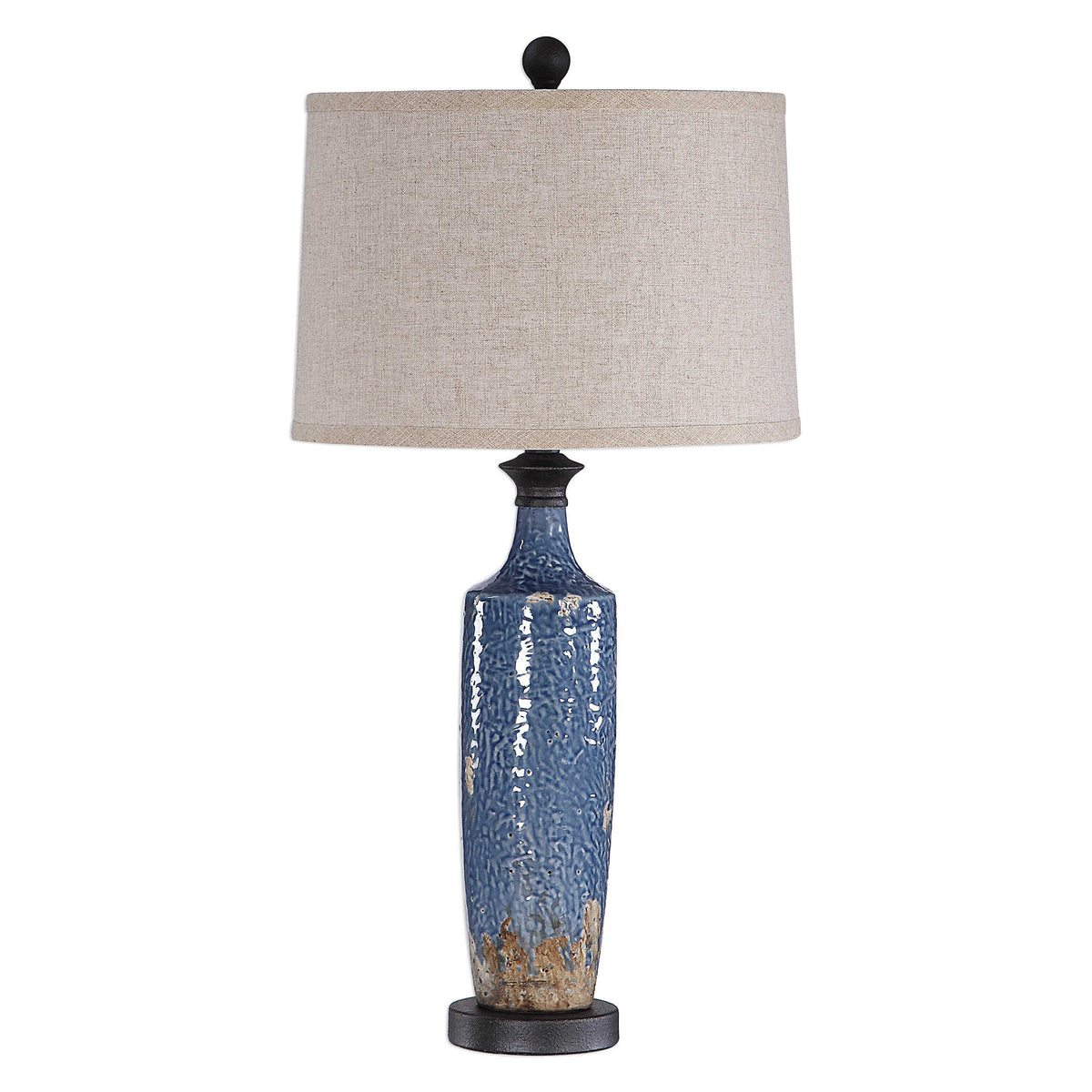 Pennington Round Blue Ceramic Table Lamp