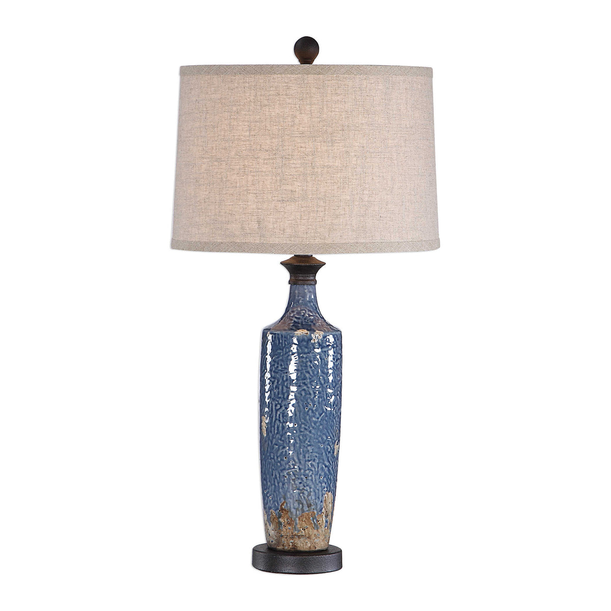 Pennington Round Blue Ceramic Table Lamp