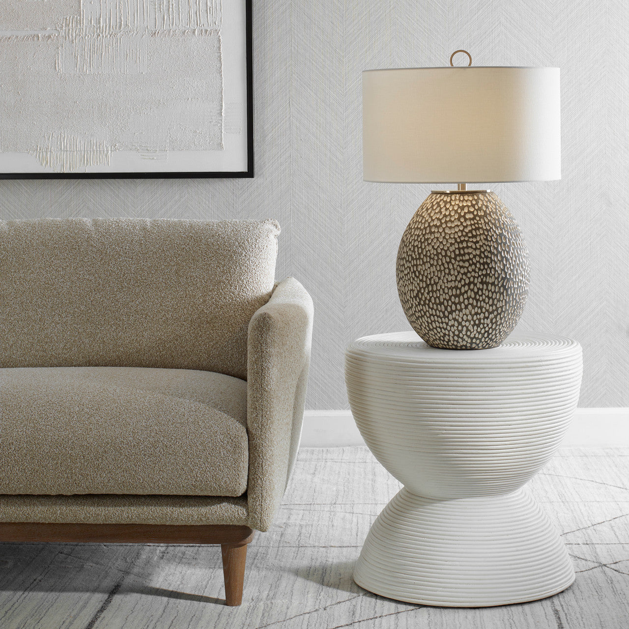 Uttermost Cyprien Gray White Table Lamp