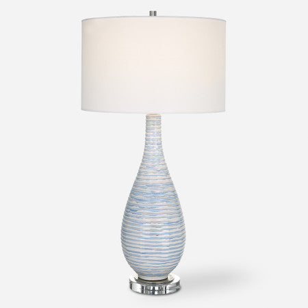 Clariot Ribbed Blue Table Lamp