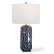 Tavistock Round Blue Ceramic Table Lamp