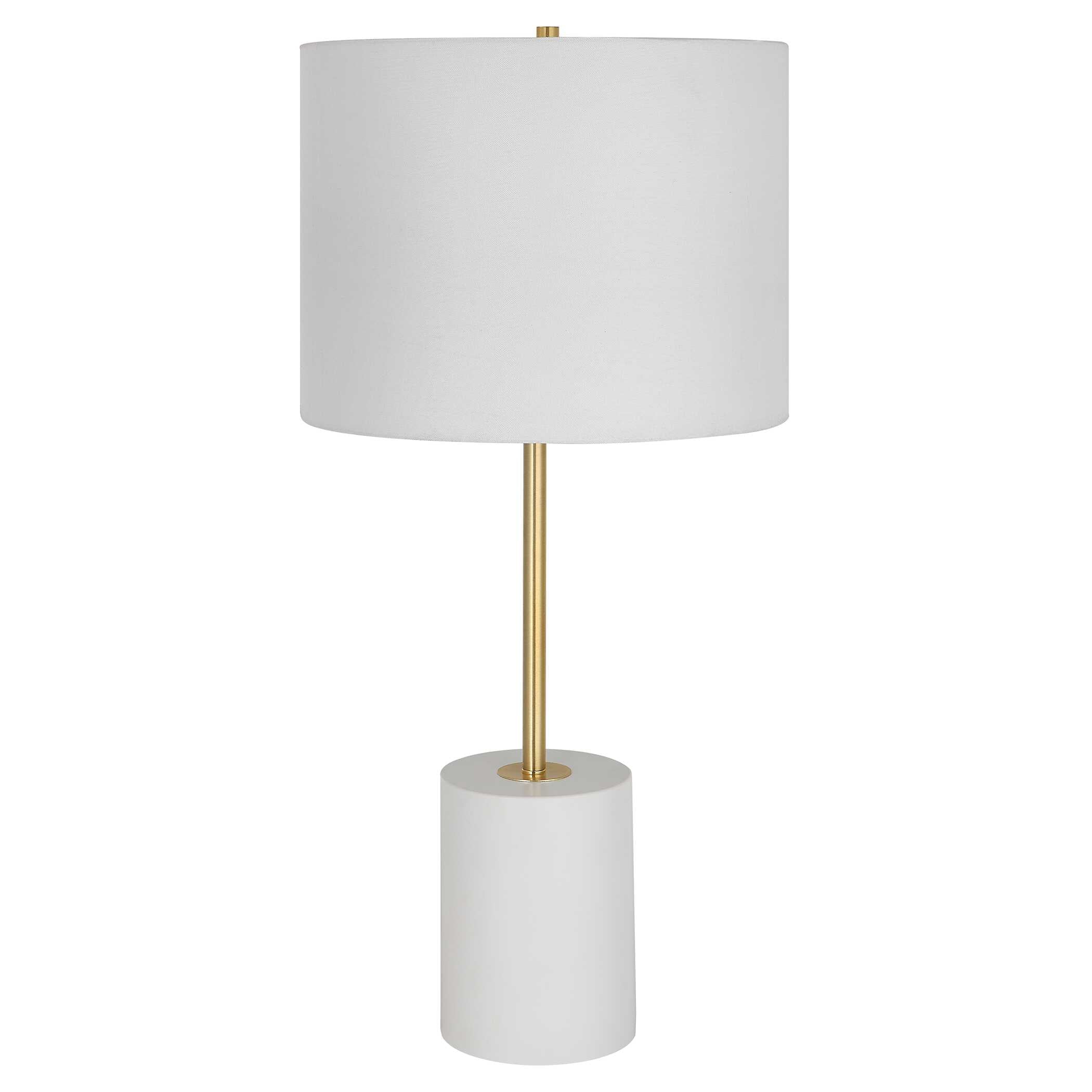 Verwood Round White Linen Table Lamp