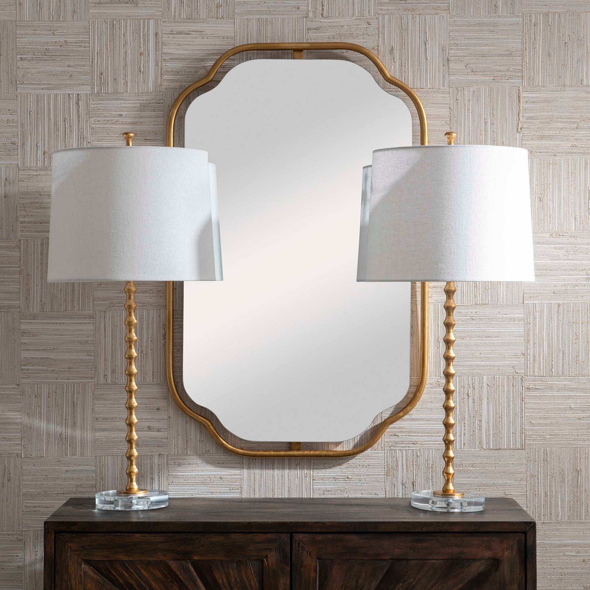 Wilbraham Round Gold Glass Table Lamps, S/2