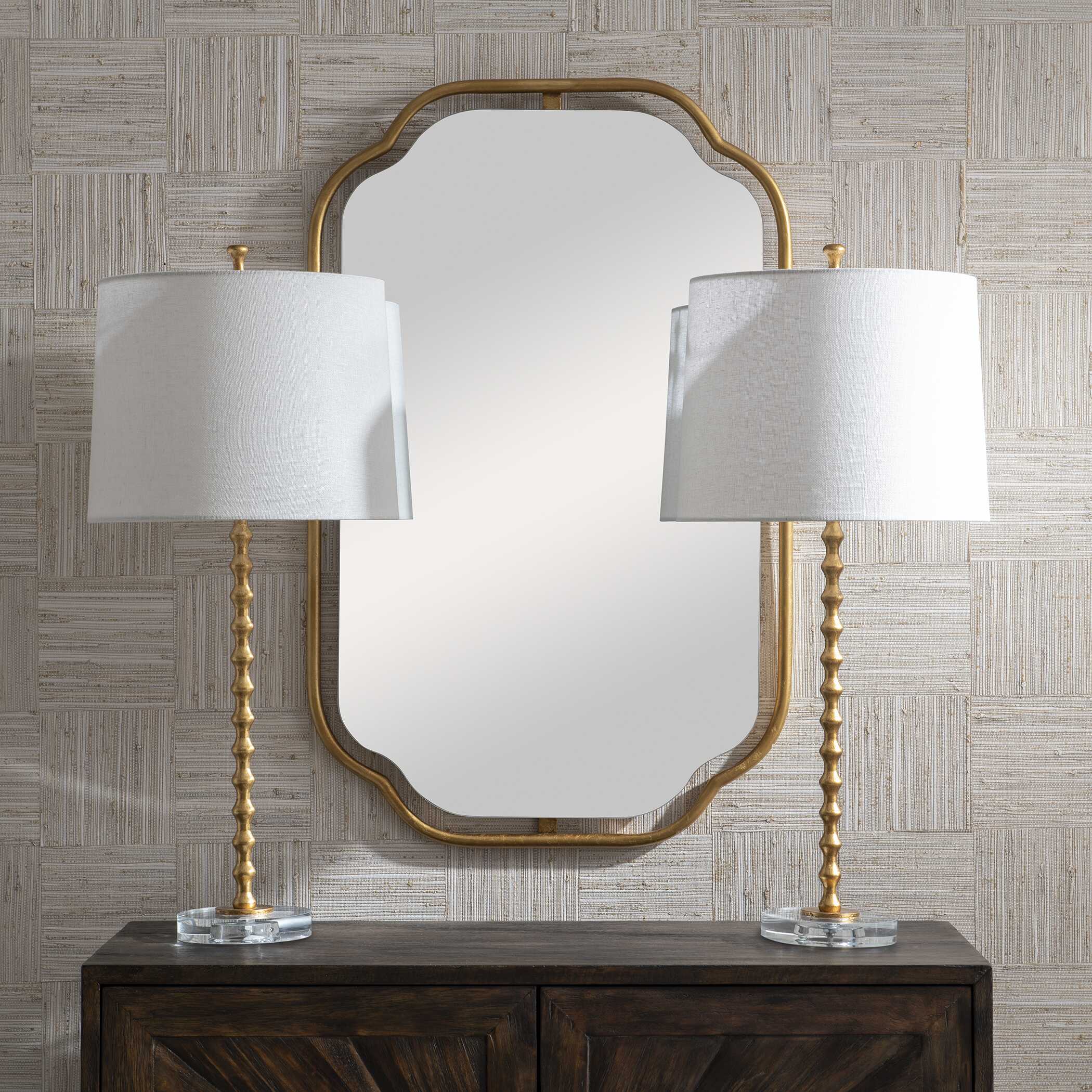 Wilbraham Round Gold Glass Table Lamps, S/2