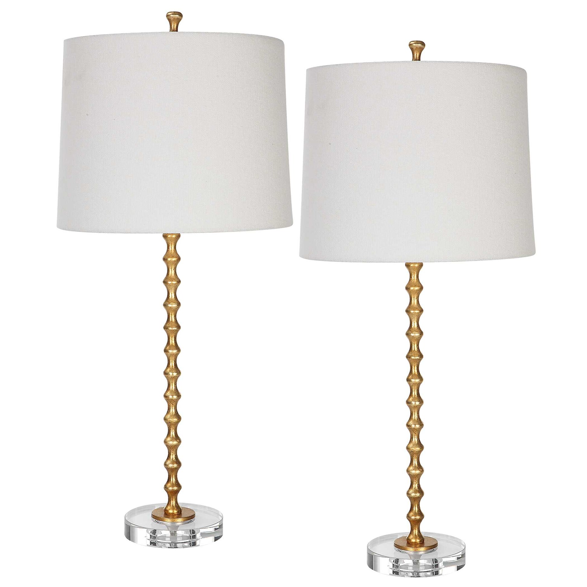 Wilbraham Round Gold Glass Table Lamps, S/2