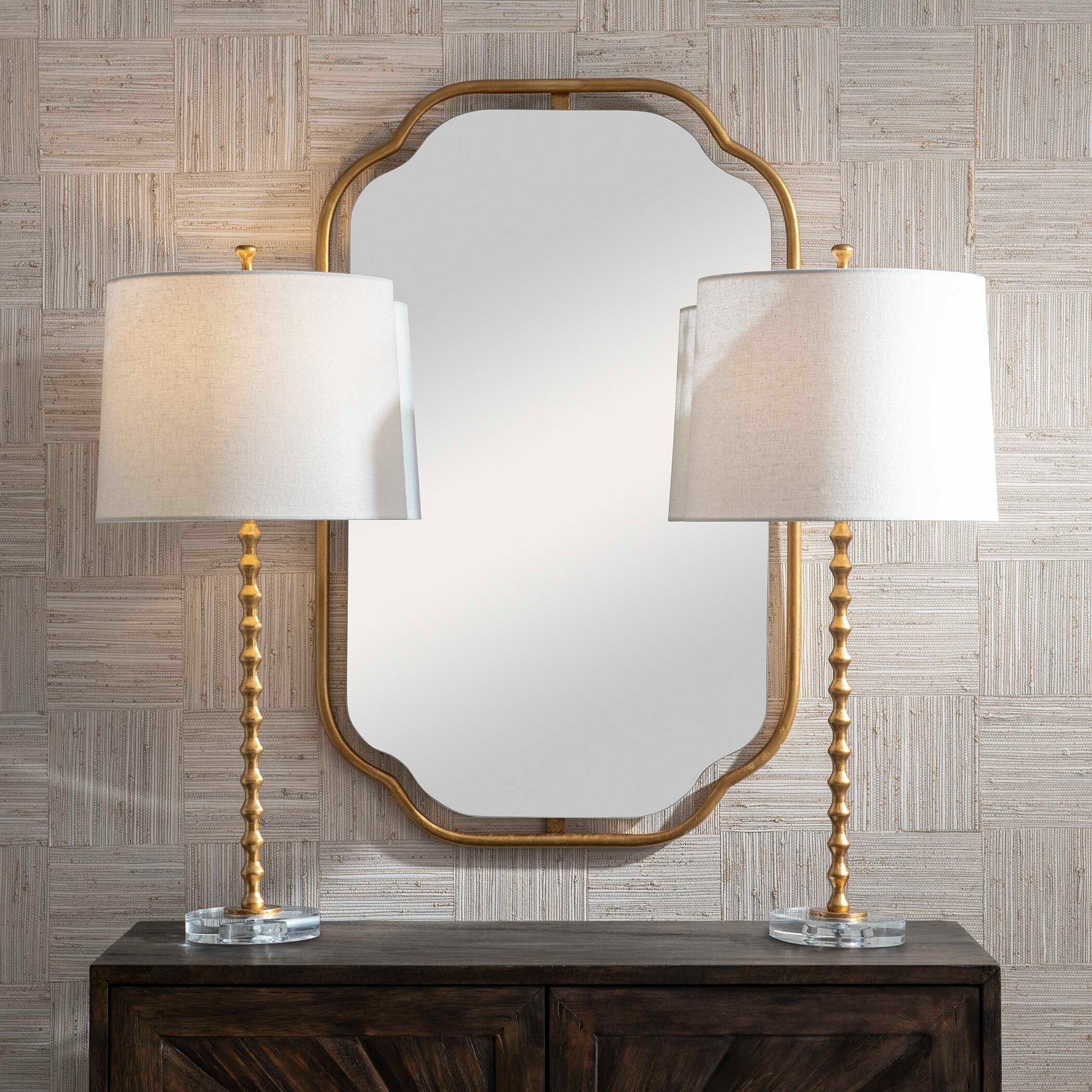 Wilbraham Round Gold Glass Table Lamps, S/2