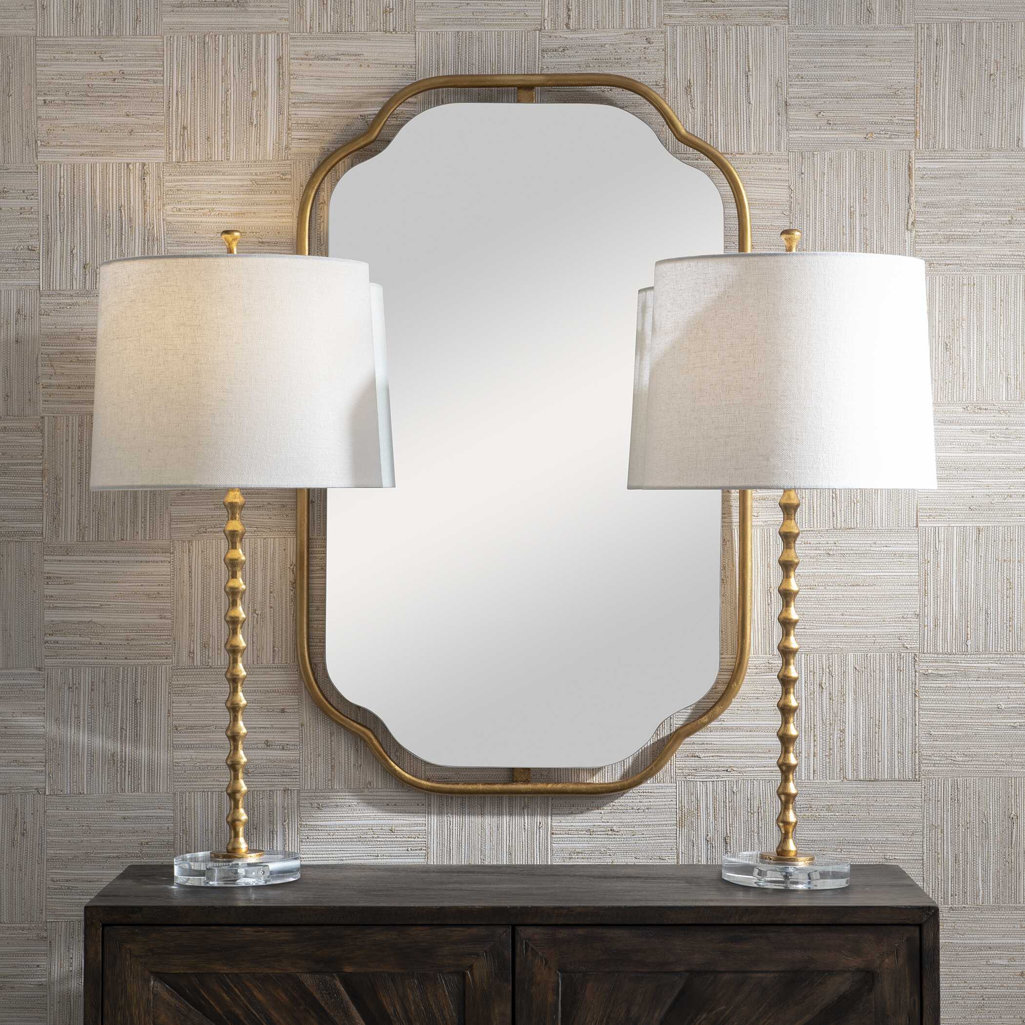 Wilbraham Round Gold Glass Table Lamps, S/2