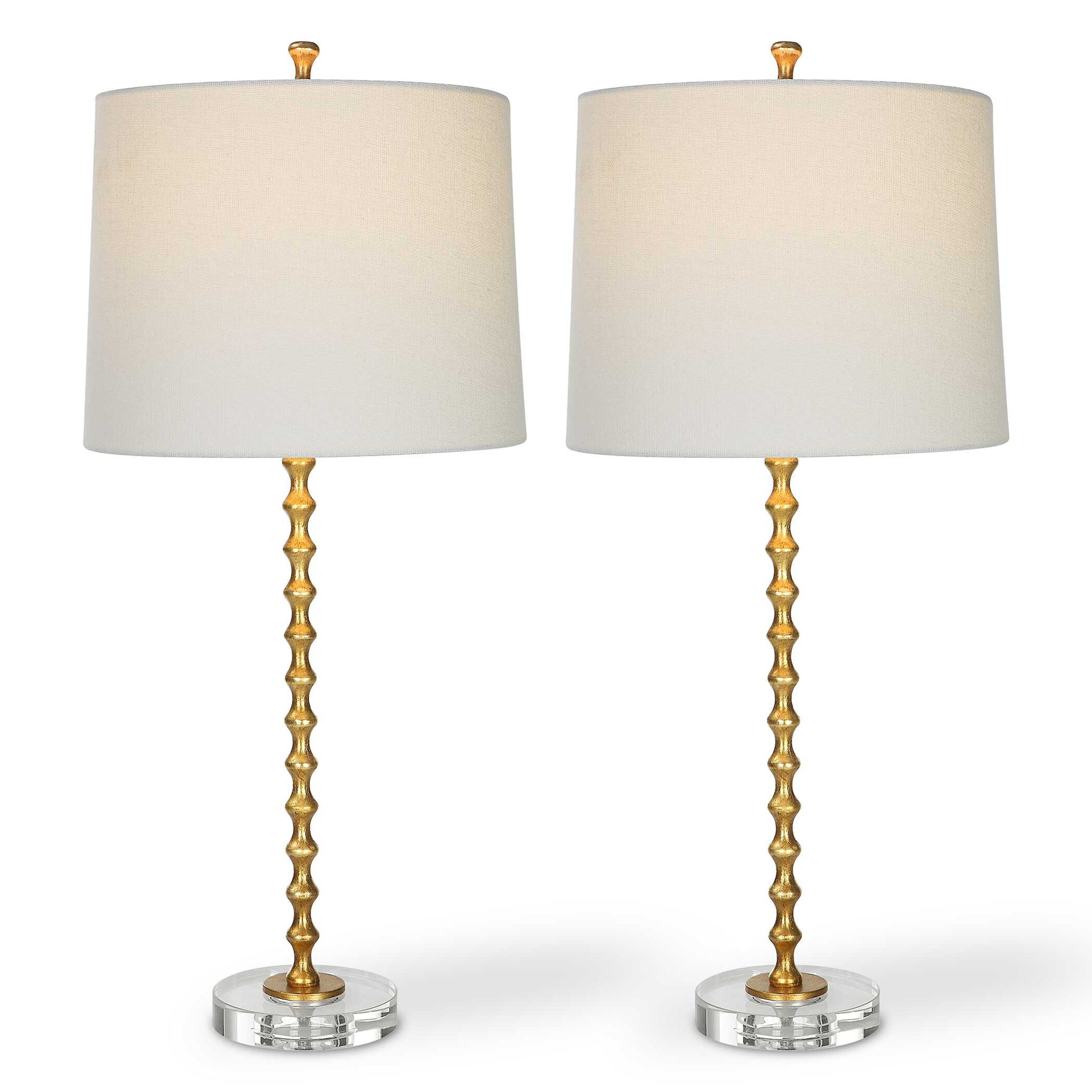 Wilbraham Round Gold Glass Table Lamps, S/2