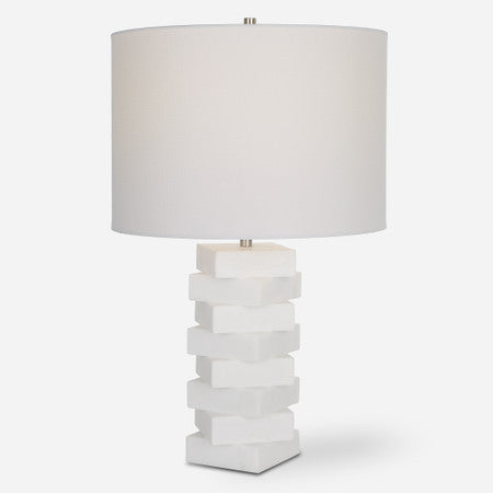 Ascent White Geometric Table Lamp