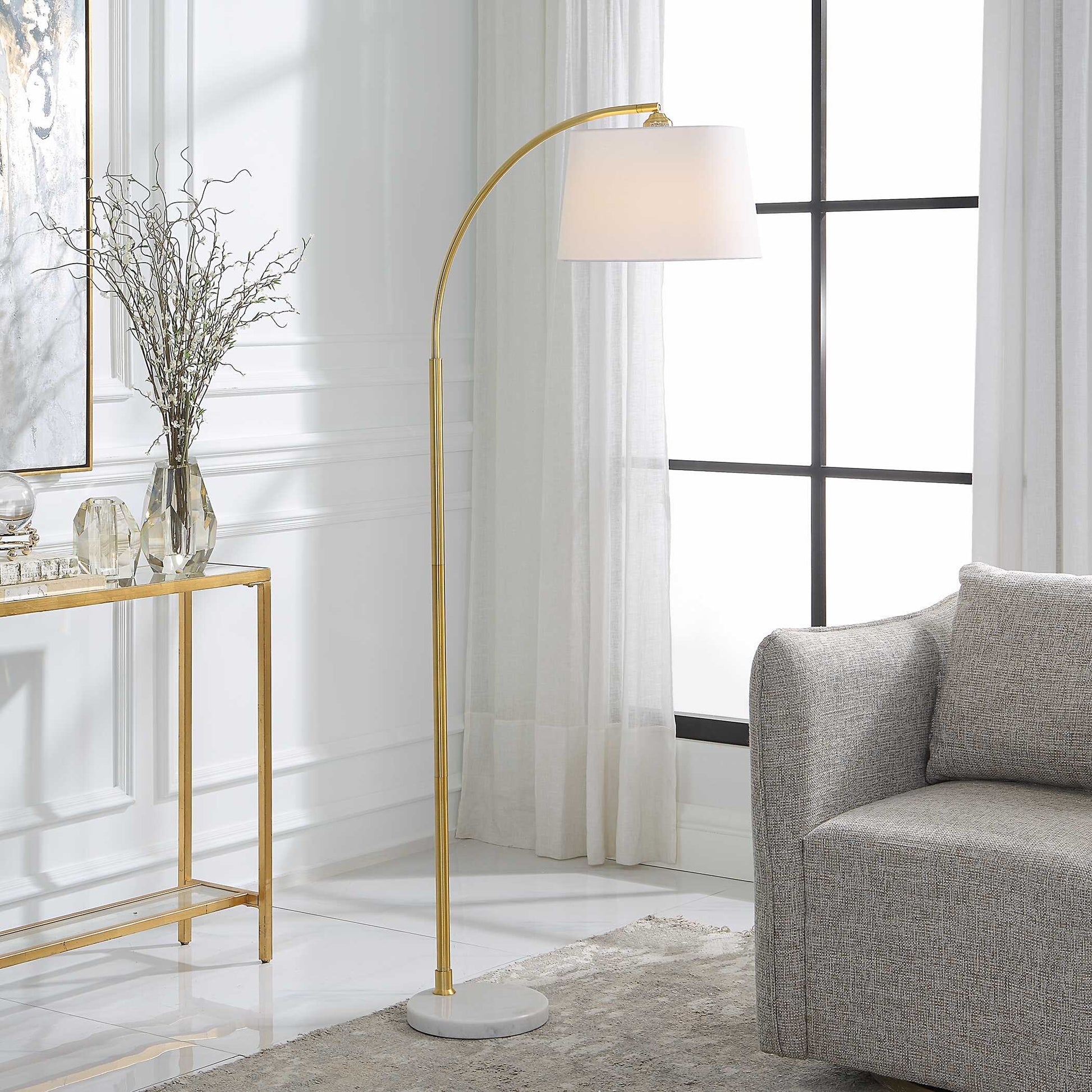 Zeffira Gold Marble Floor Lamp