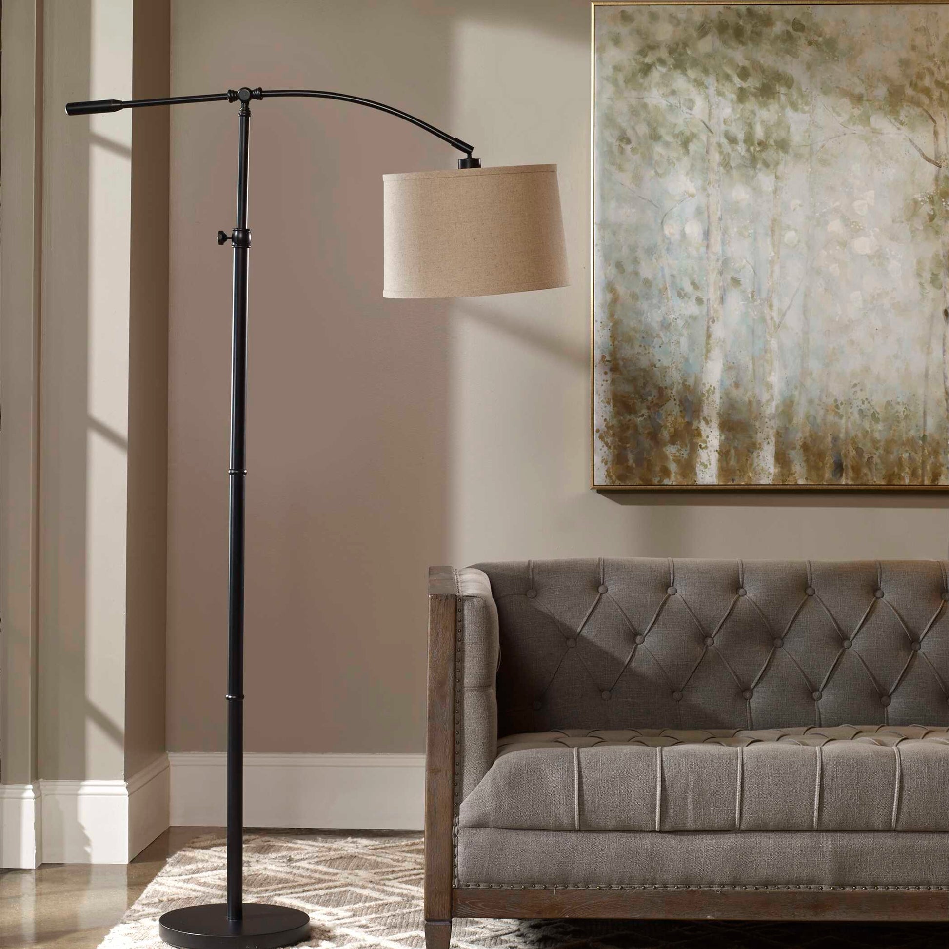 Amberleigh Matte Black Arc Floor Lamp