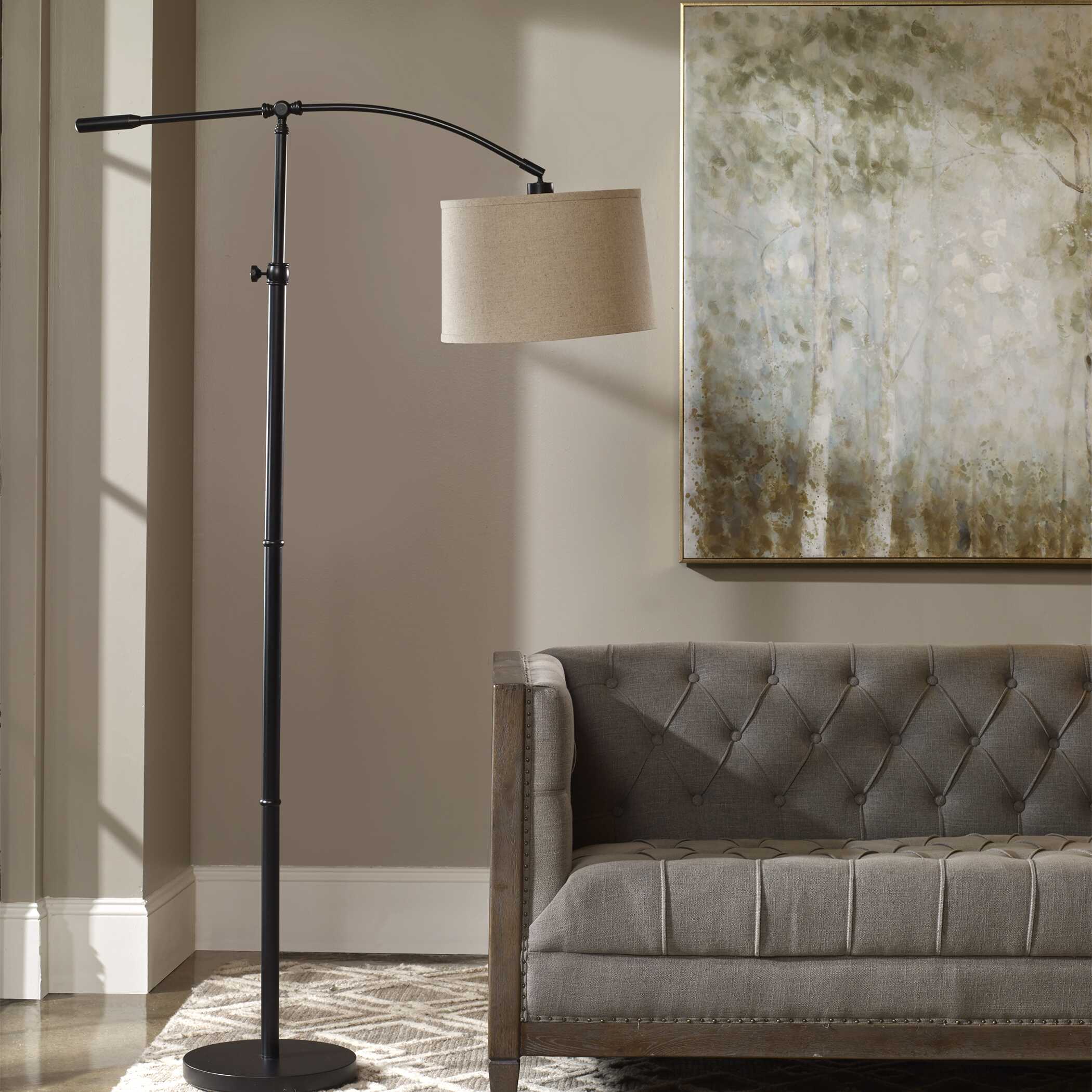 Amberleigh Matte Black Arc Floor Lamp
