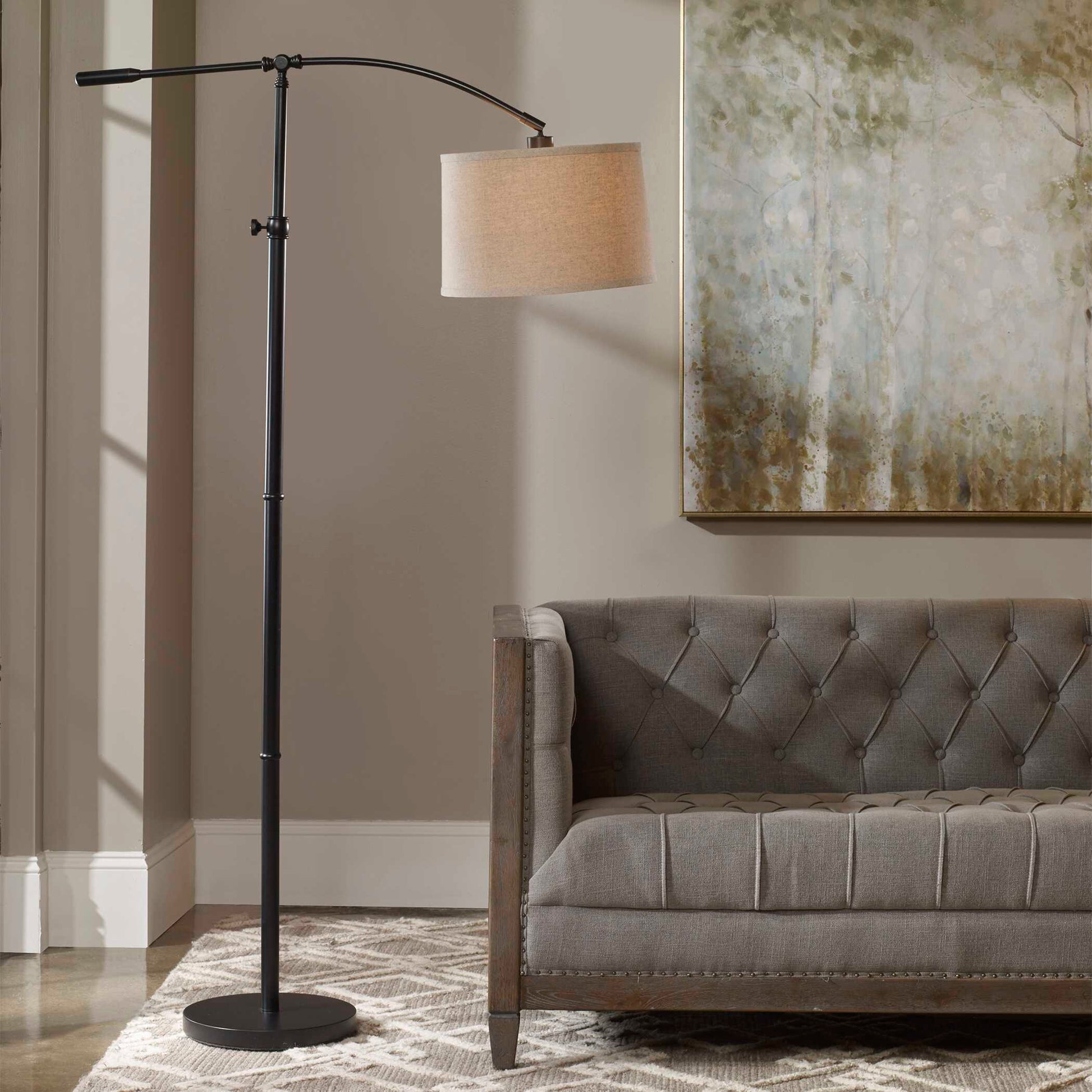 Amberleigh Matte Black Arc Floor Lamp