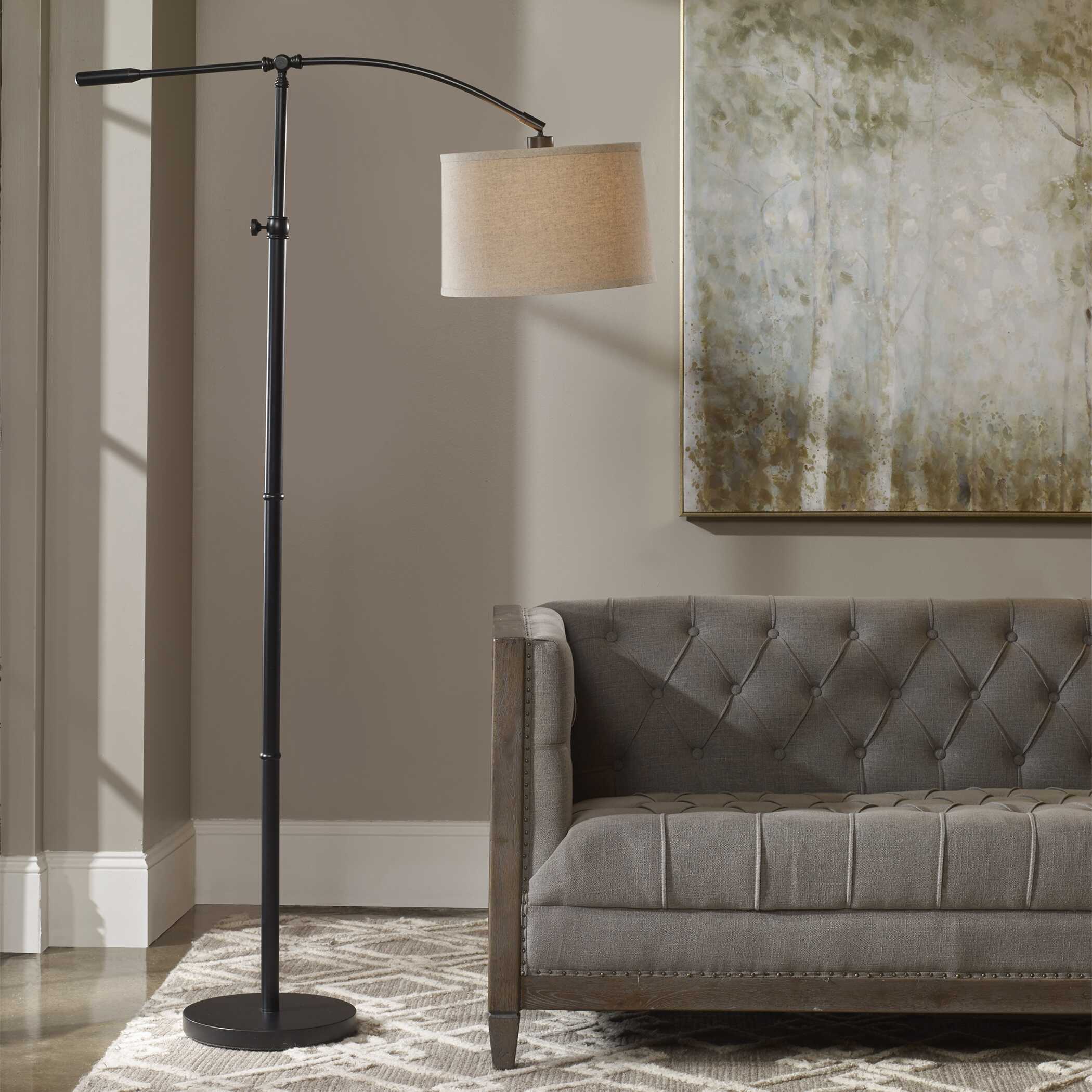 Amberleigh Matte Black Arc Floor Lamp
