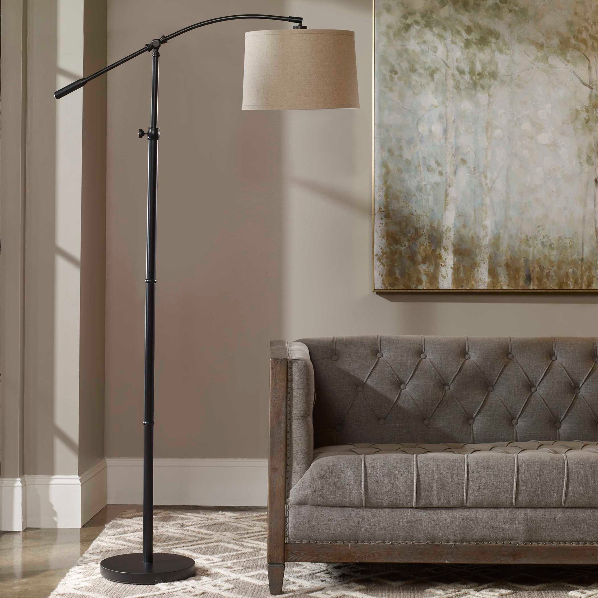 Amberleigh Matte Black Arc Floor Lamp