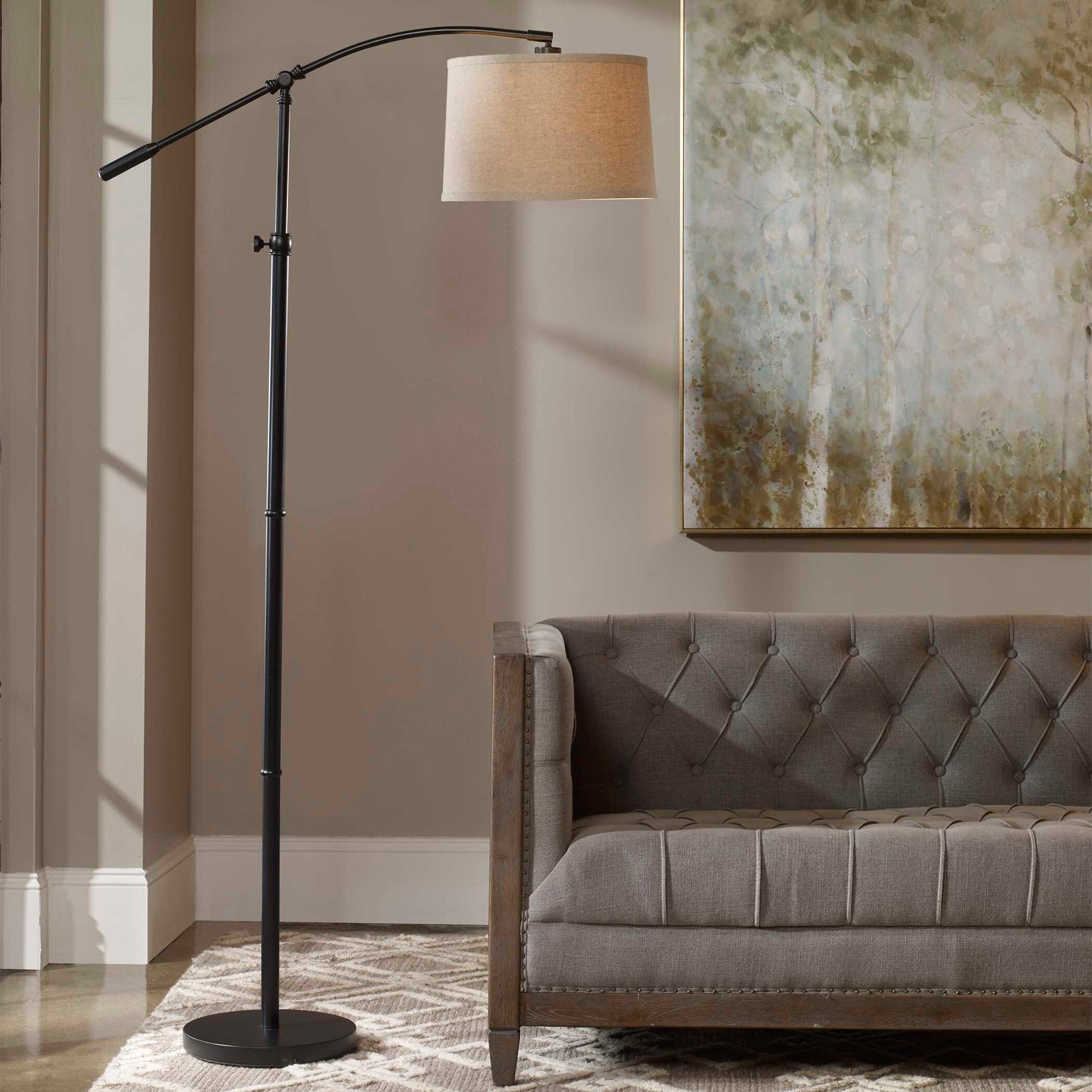Amberleigh Matte Black Arc Floor Lamp