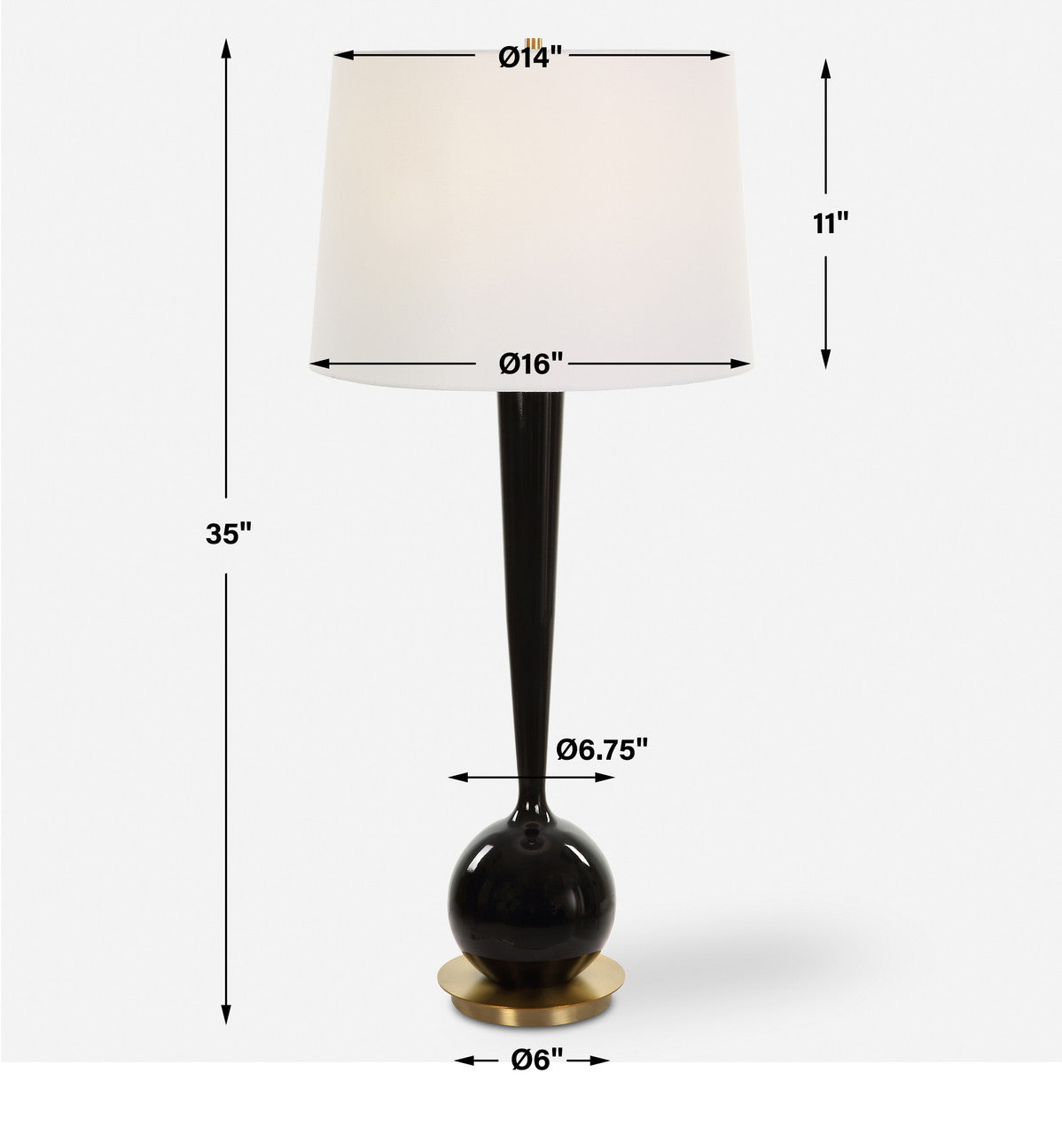 Uttermost Brielle Polished Black Table Lamp