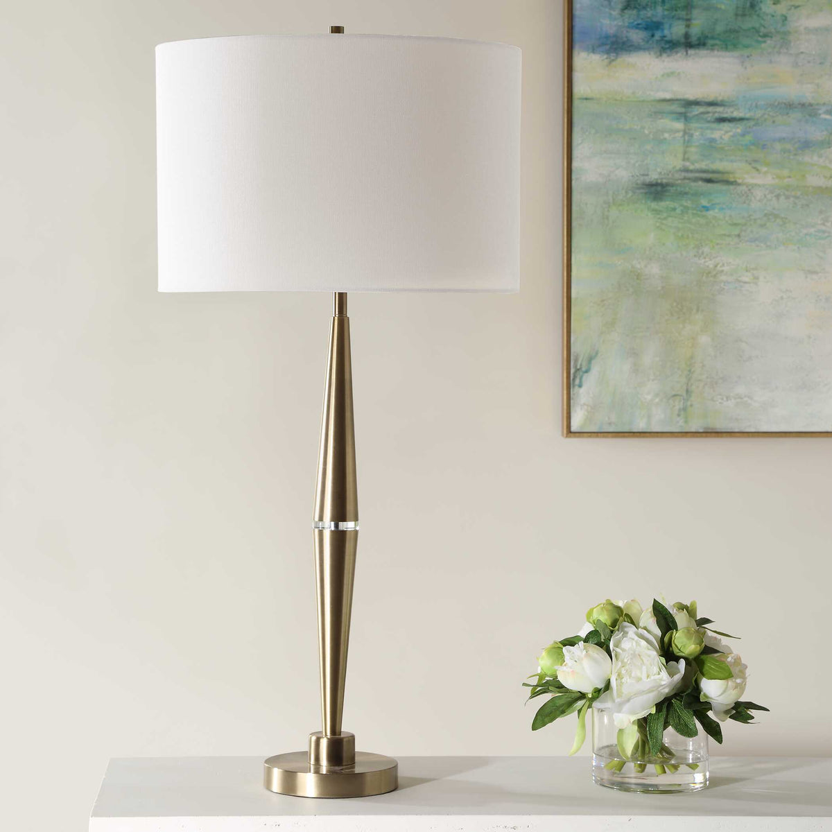 Glenmoor Round Antique Brass Table Lamp