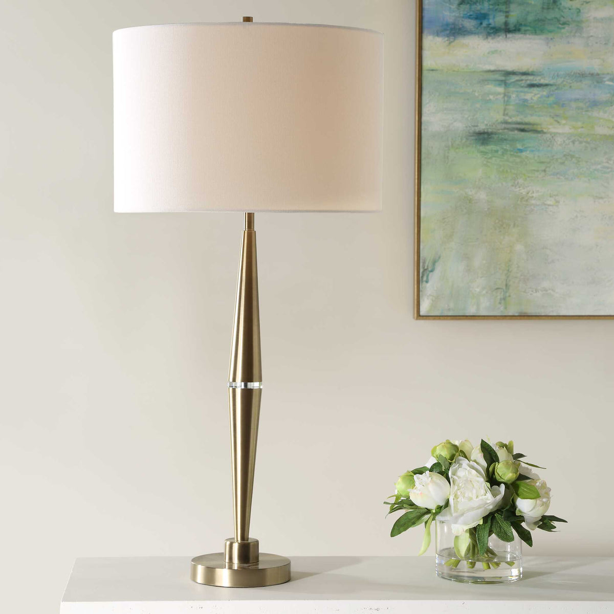 Glenmoor Round Antique Brass Table Lamp