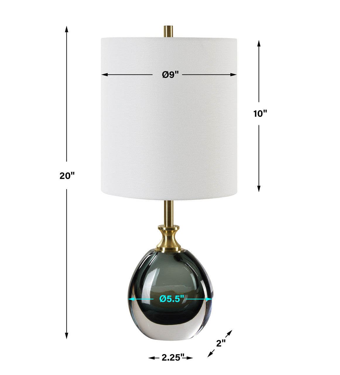 Uttermost Enigma Teal Blue Glass Buffet Lamp