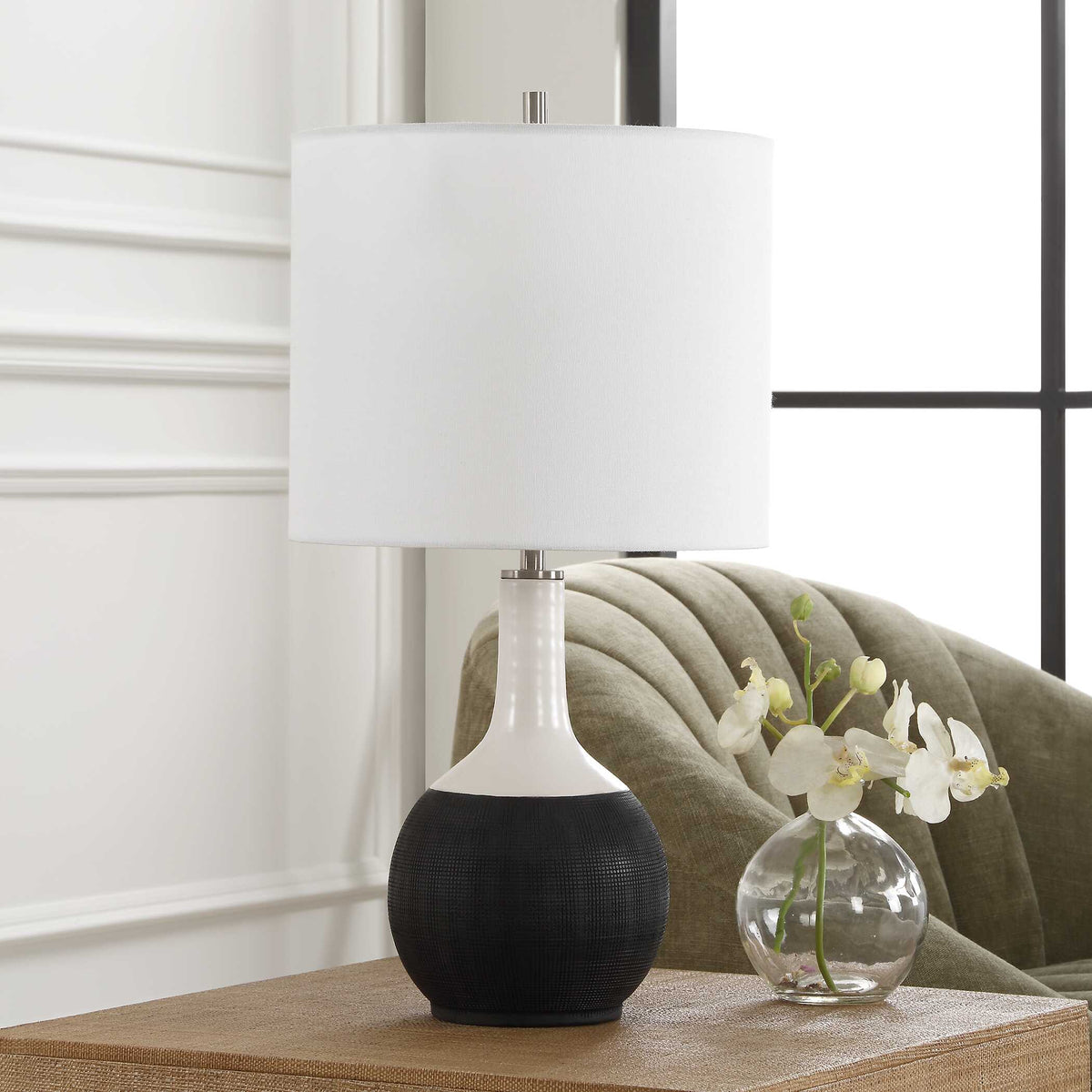 Charnwood Round Matte Black Table Lamp
