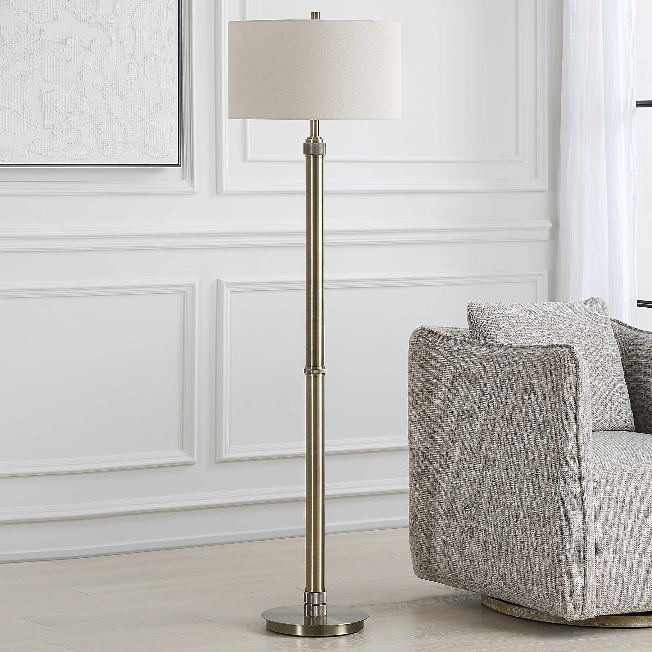 Ingleby Round Antique Brass Floor Lamp
