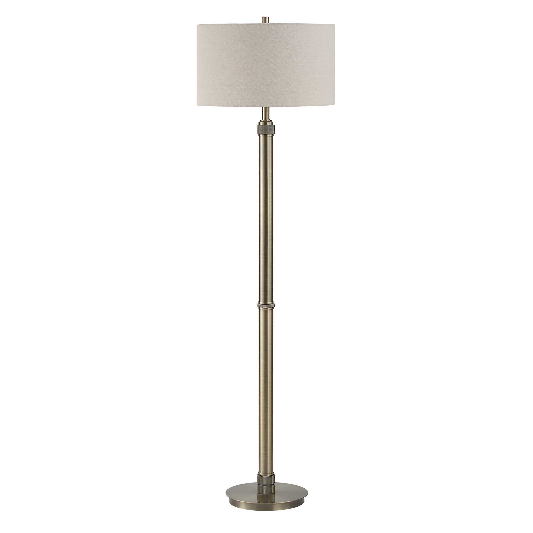 Ingleby Round Antique Brass Floor Lamp