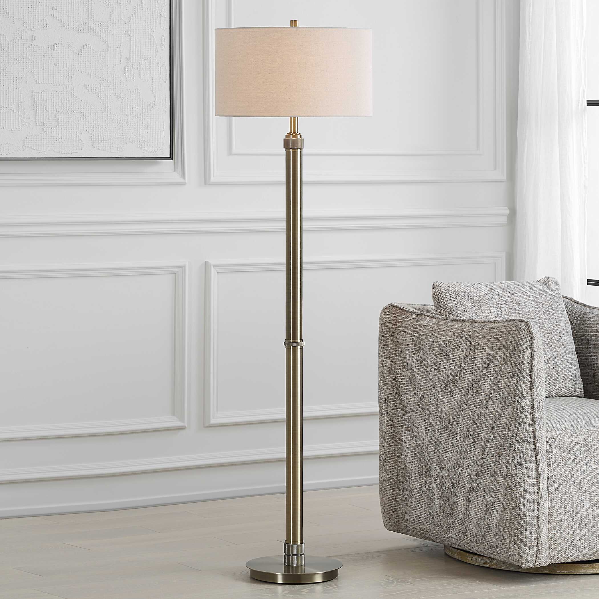 Ingleby Round Antique Brass Floor Lamp