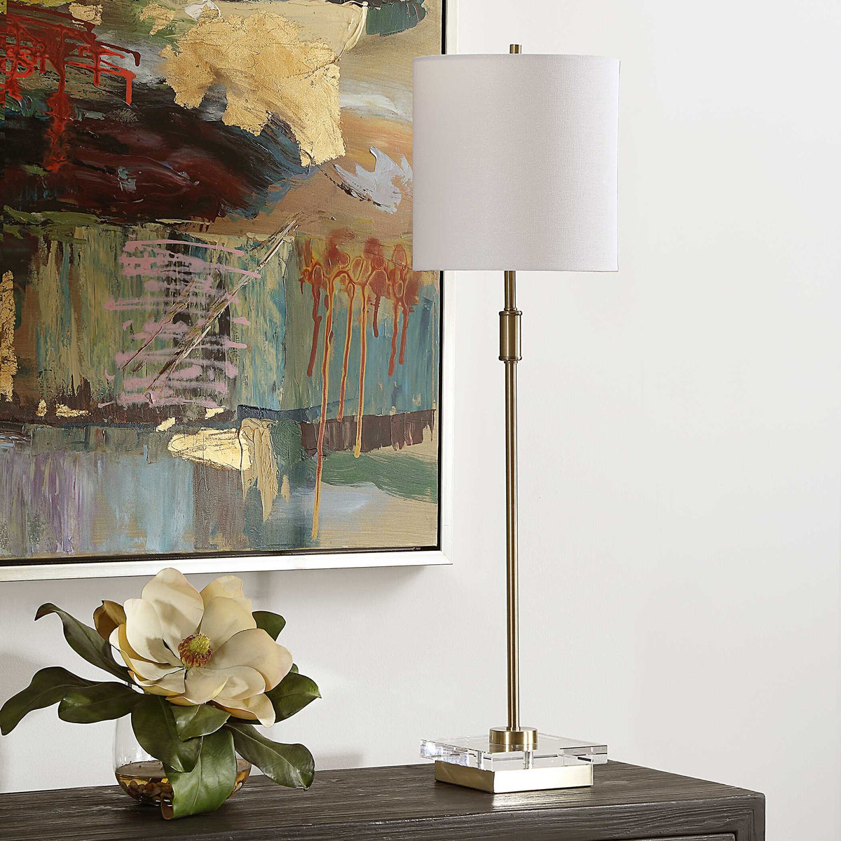 Dunkeld Round Antique Brass Buffet Lamp