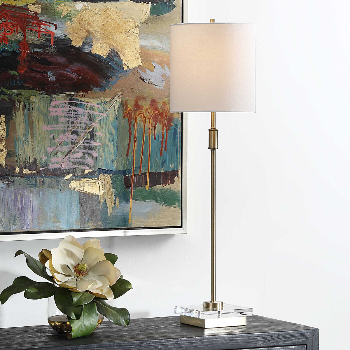Dunkeld Round Antique Brass Buffet Lamp