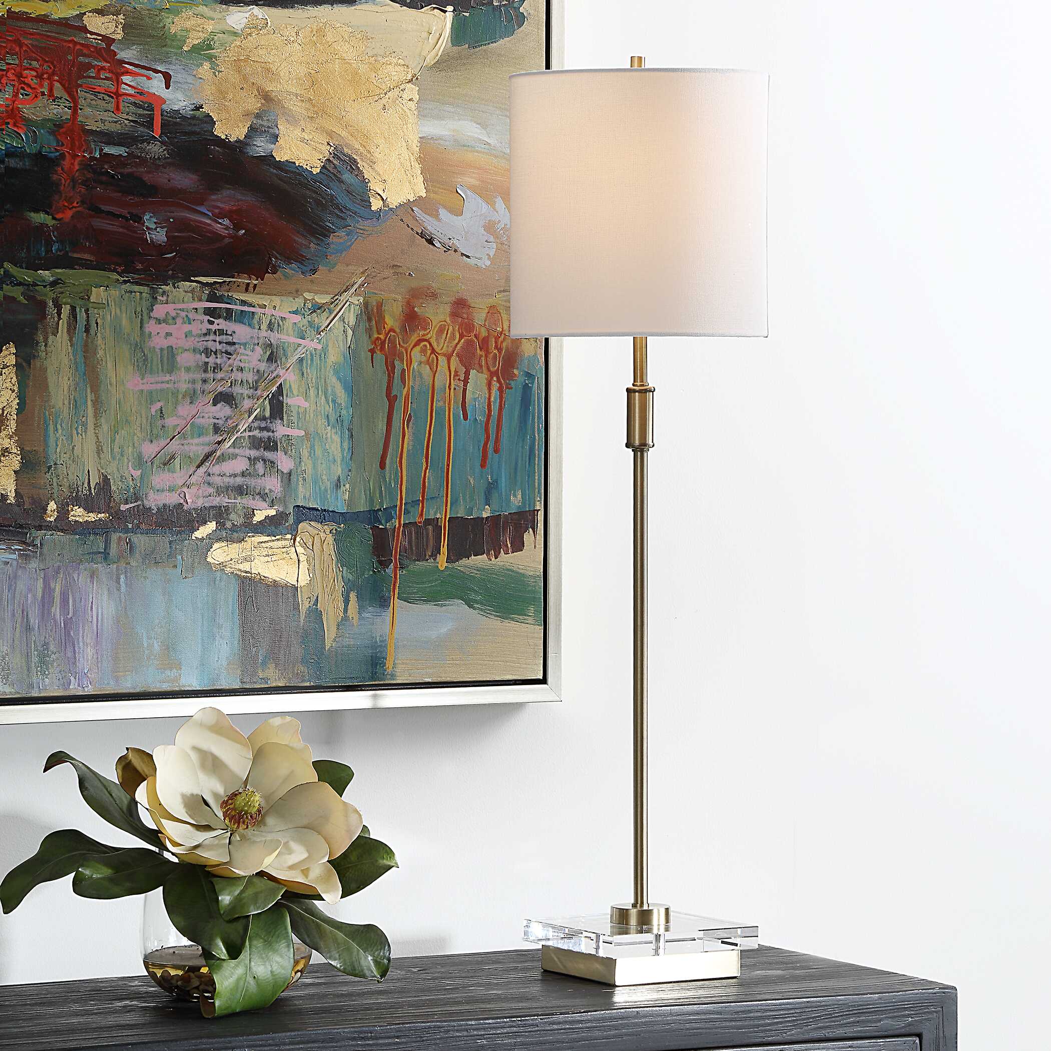 Dunkeld Round Antique Brass Buffet Lamp