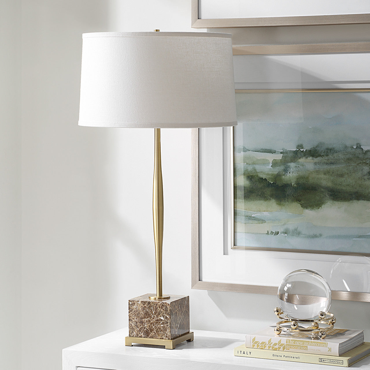 Uttermost Booker Thin Brass Table Lamp
