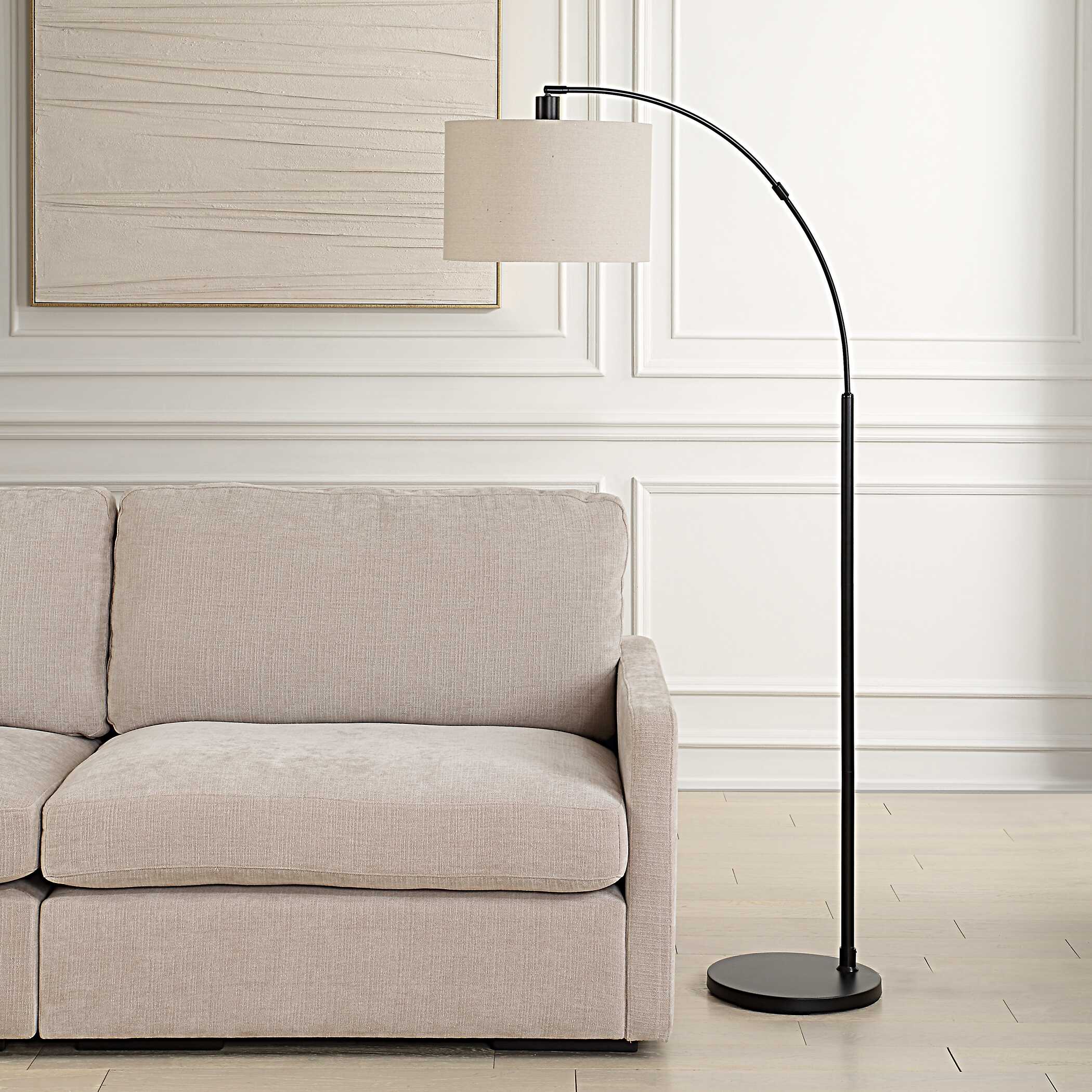 Rosemont Round Black Linen Floor Lamp