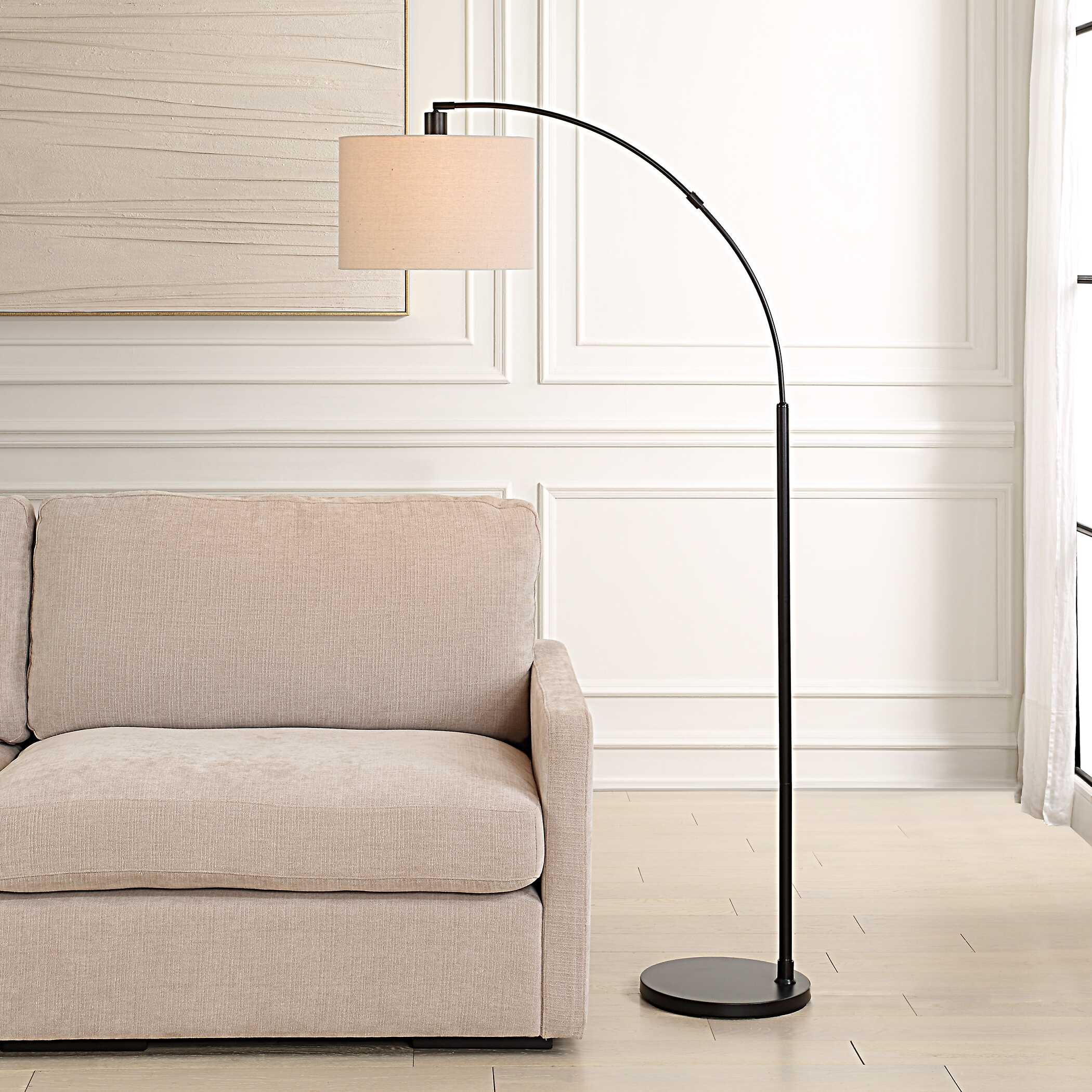 Rosemont Round Black Linen Floor Lamp