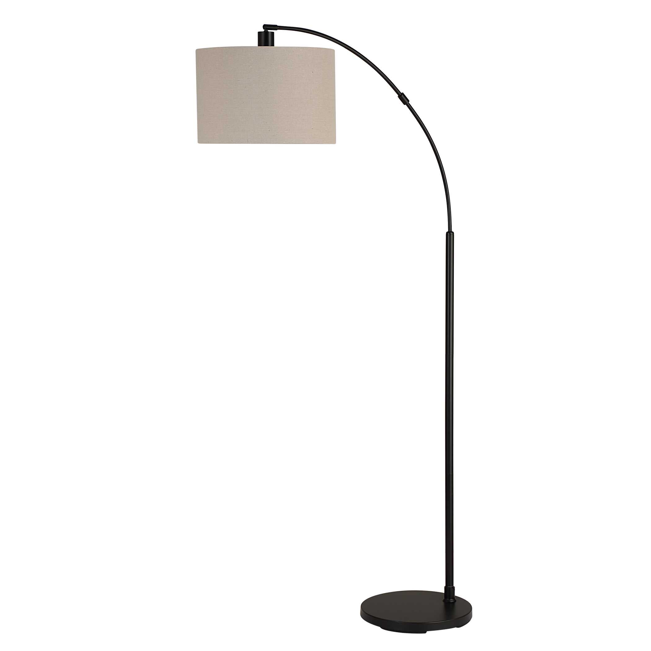 Rosemont Round Black Linen Floor Lamp