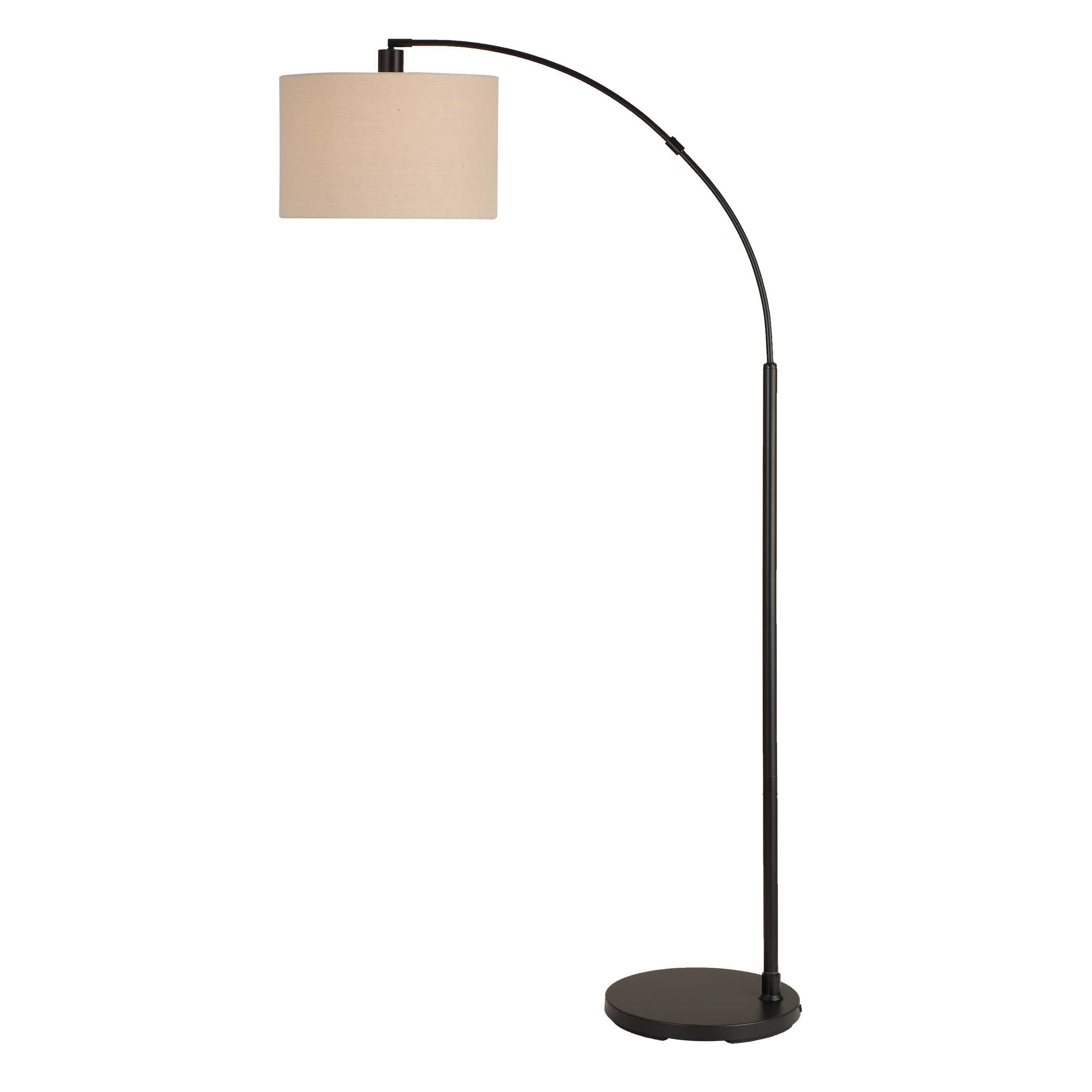 Rosemont Round Black Linen Floor Lamp