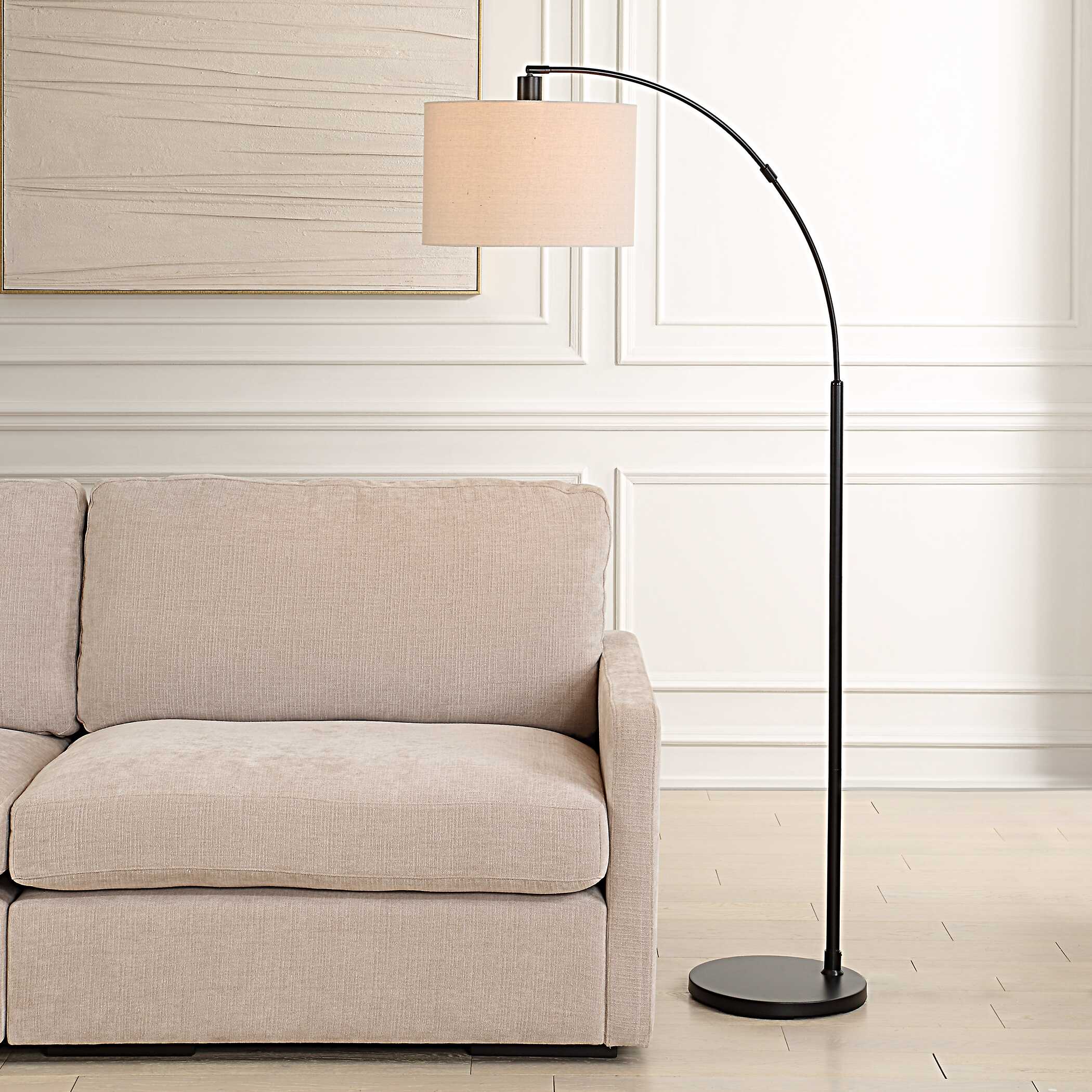 Rosemont Round Black Linen Floor Lamp