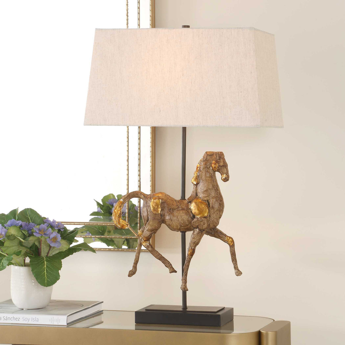 Thistleton Rectangular Gold Iron Table Lamp